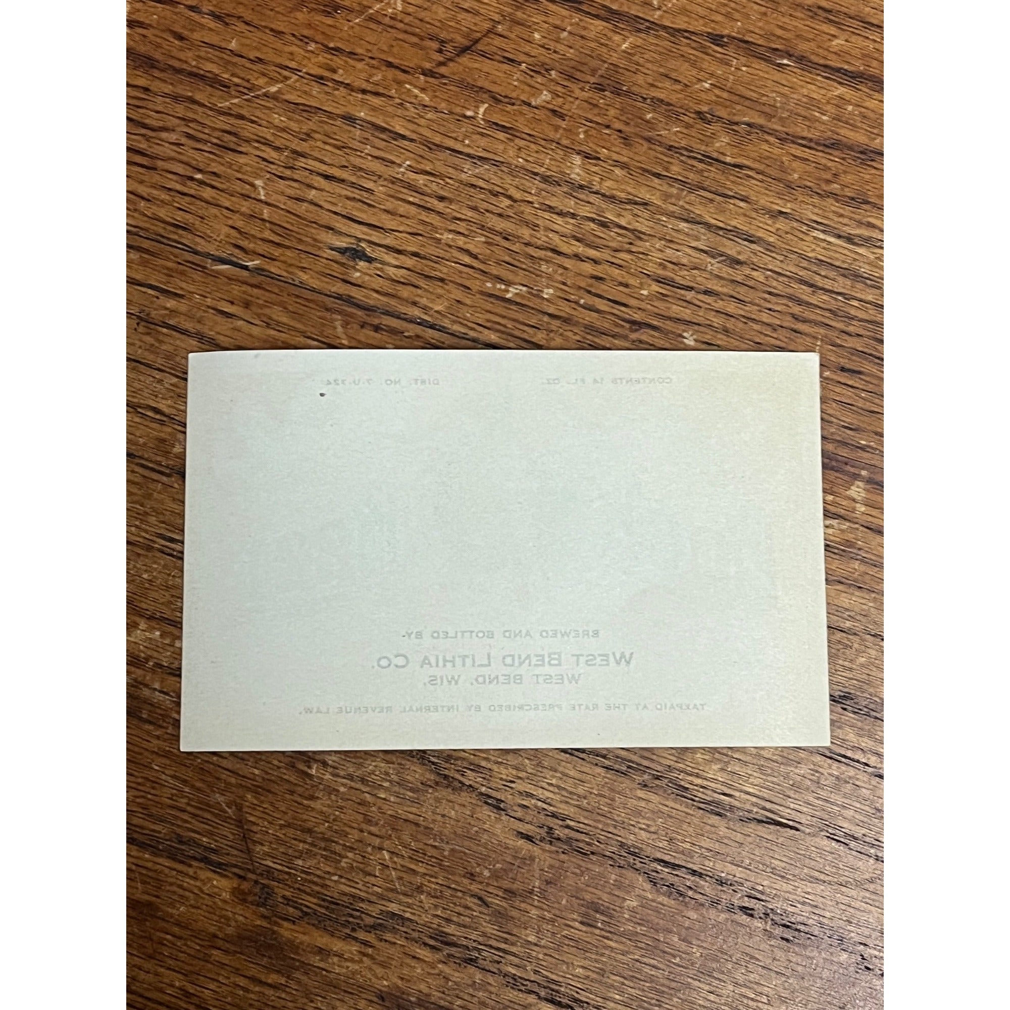 1930s West Bend Lithia Bock Beer Bottle Label IRTP Wis Wisconsin WI