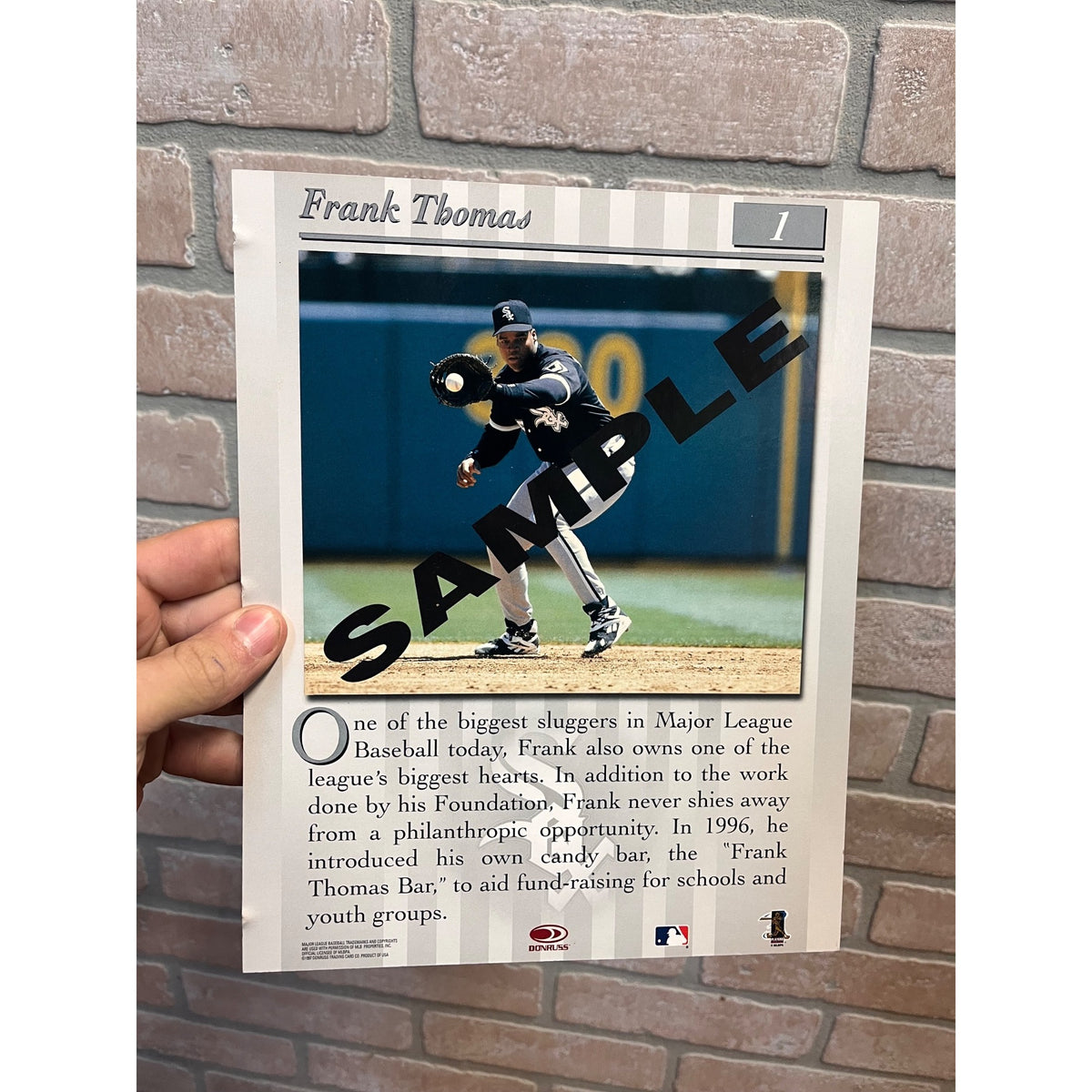 1997 Donruss Studio Portrait Sample #1 Frank Thomas White Sox Oversized Card 8x10