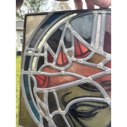 Original Jesus Crown of Thorns Stained Glass Church Window Signed Peter Dohmen