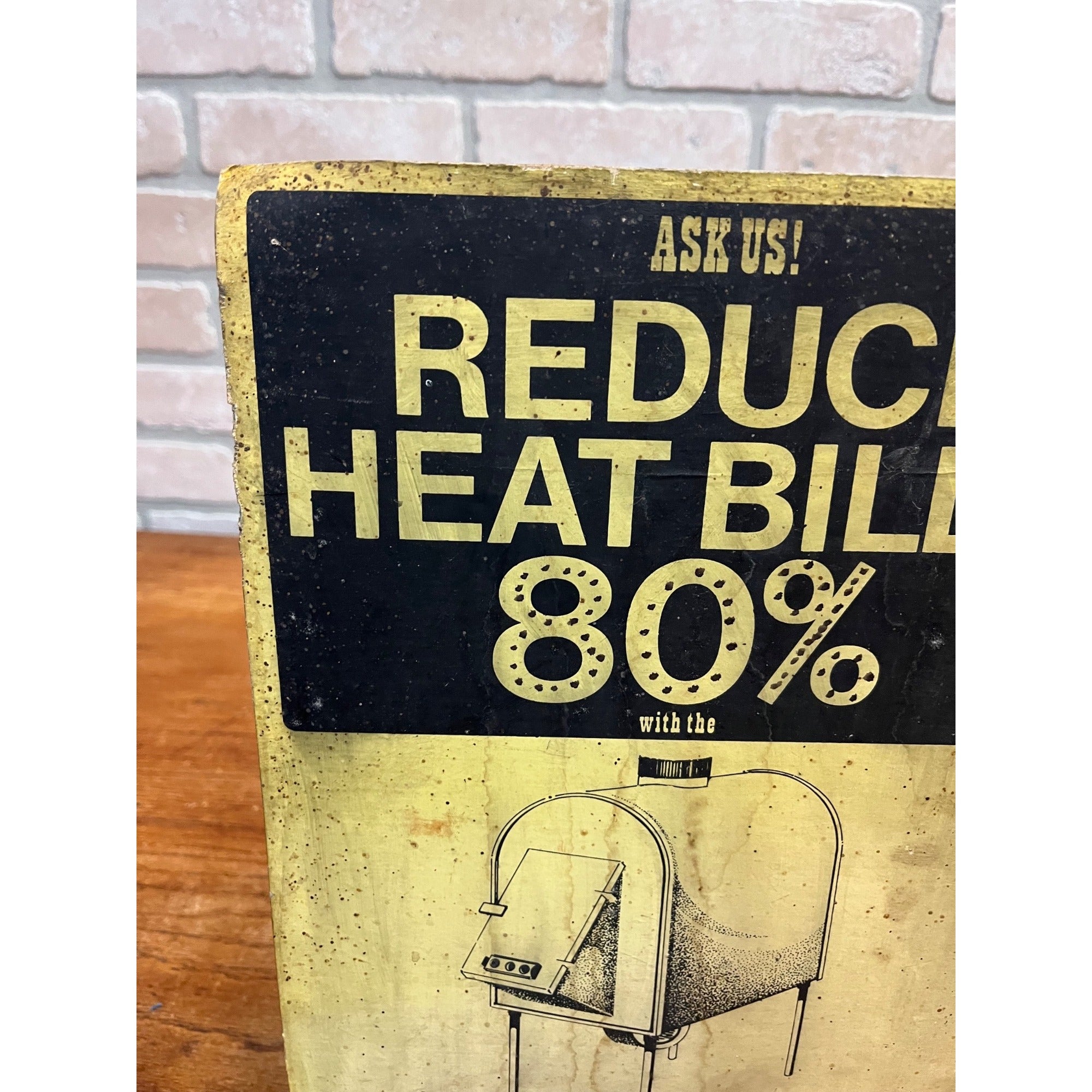 Vintage Silver Dollar Save Wood Burner Stove Advertising Store Display Sign