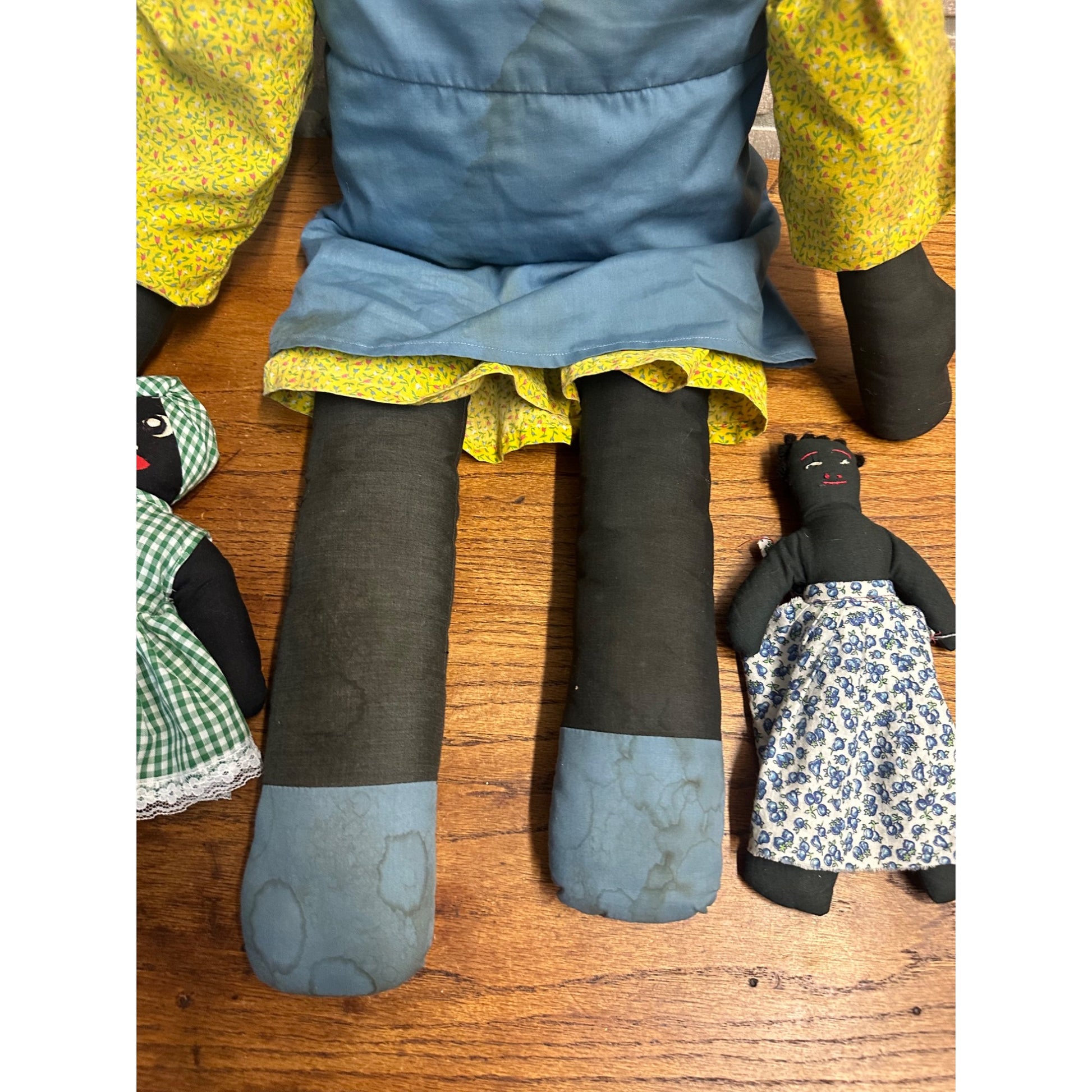 Primitive Style Folk Art Rag Doll Cloth Handmade Vintage Lot (3)