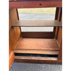 Antique 8ft General Store Display Counter Cabinet w/ Glass, Dog Head & Grape Carvings – c.1900