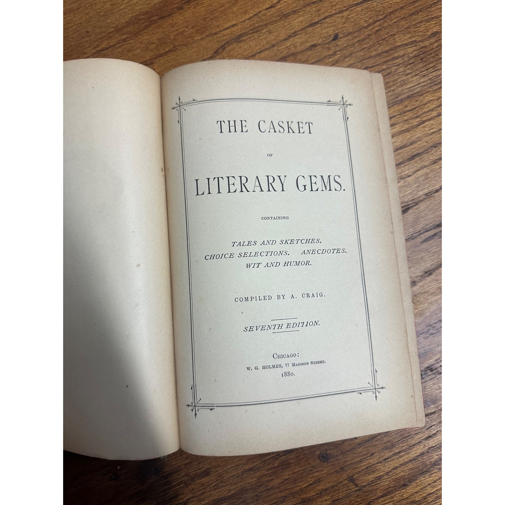 1880 The Casket of Literary Gems by A. Craig Hardcover Book Antique Vintage