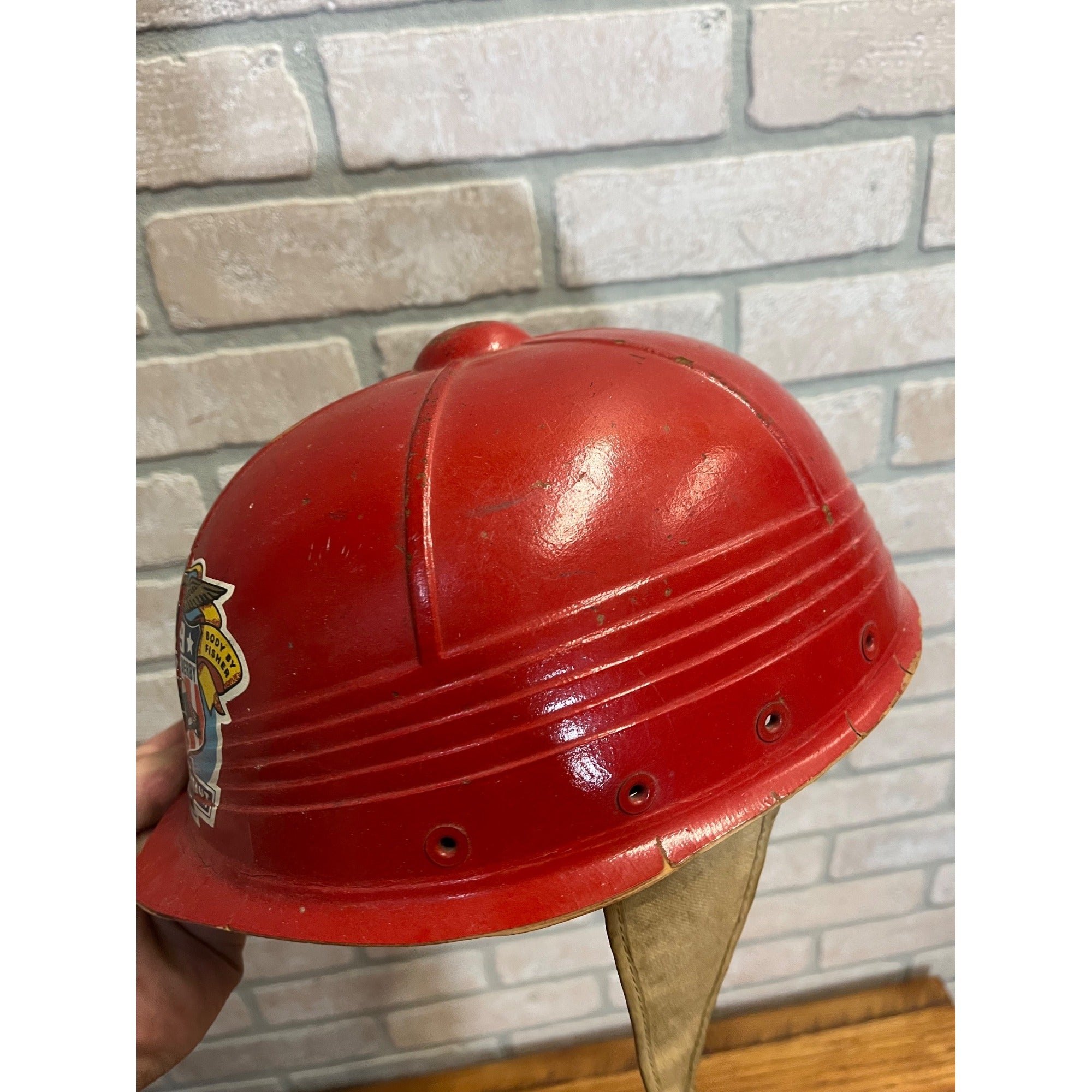 Vintage Chevy Soap Box Derby Racing Helmet Chevrolet GM Car Accessory Red Hat