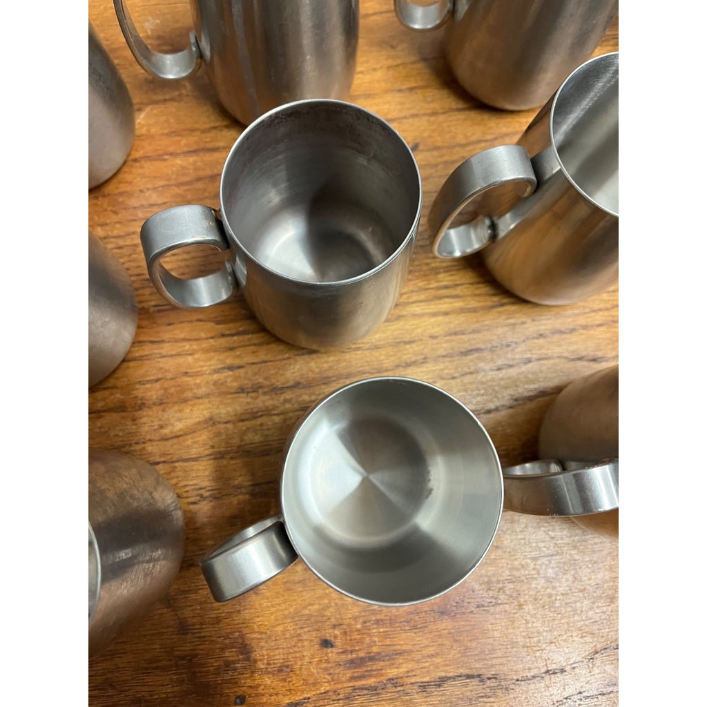 Vintage 1960s Old Hall Stainless Half Pint Tankards Mugs MCM Robert Welch Set 12