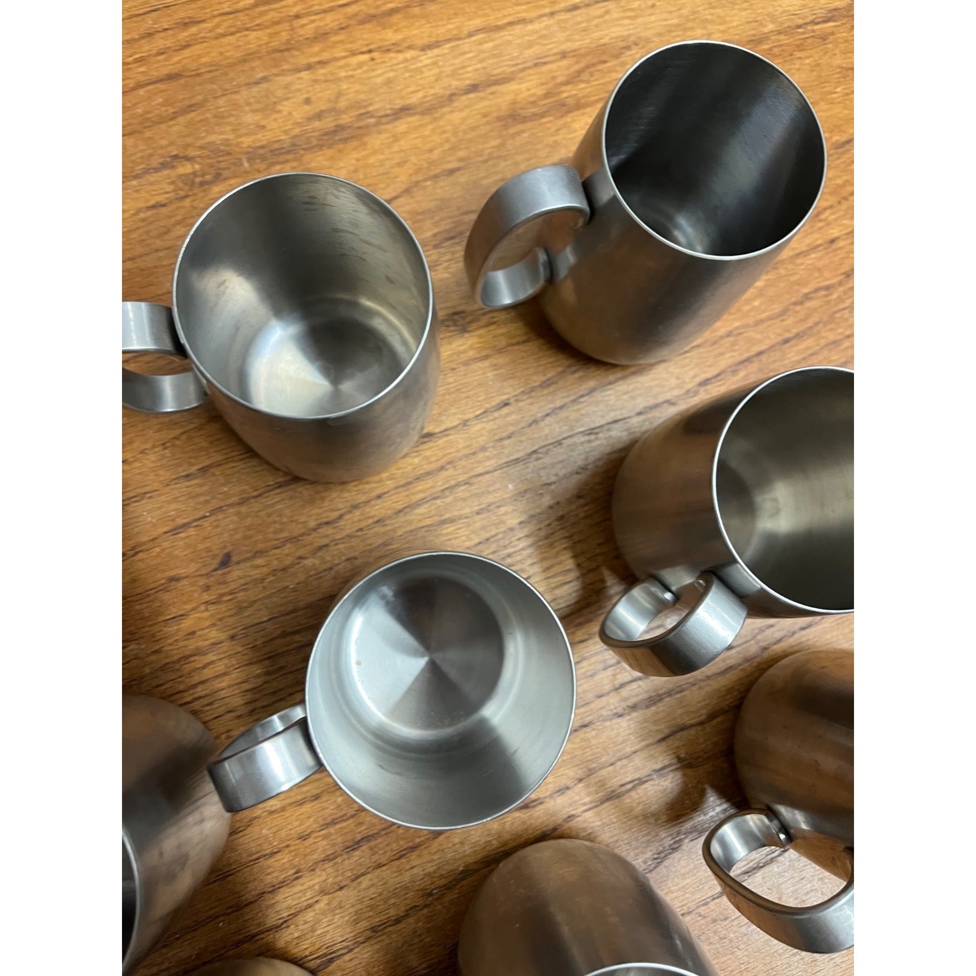 Vintage 1960s Old Hall Stainless Half Pint Tankards Mugs MCM Robert Welch Set 12