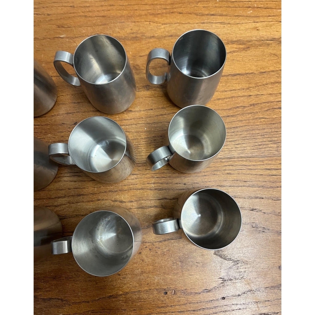 Vintage 1960s Old Hall Stainless Half Pint Tankards Mugs MCM Robert Welch Set 12