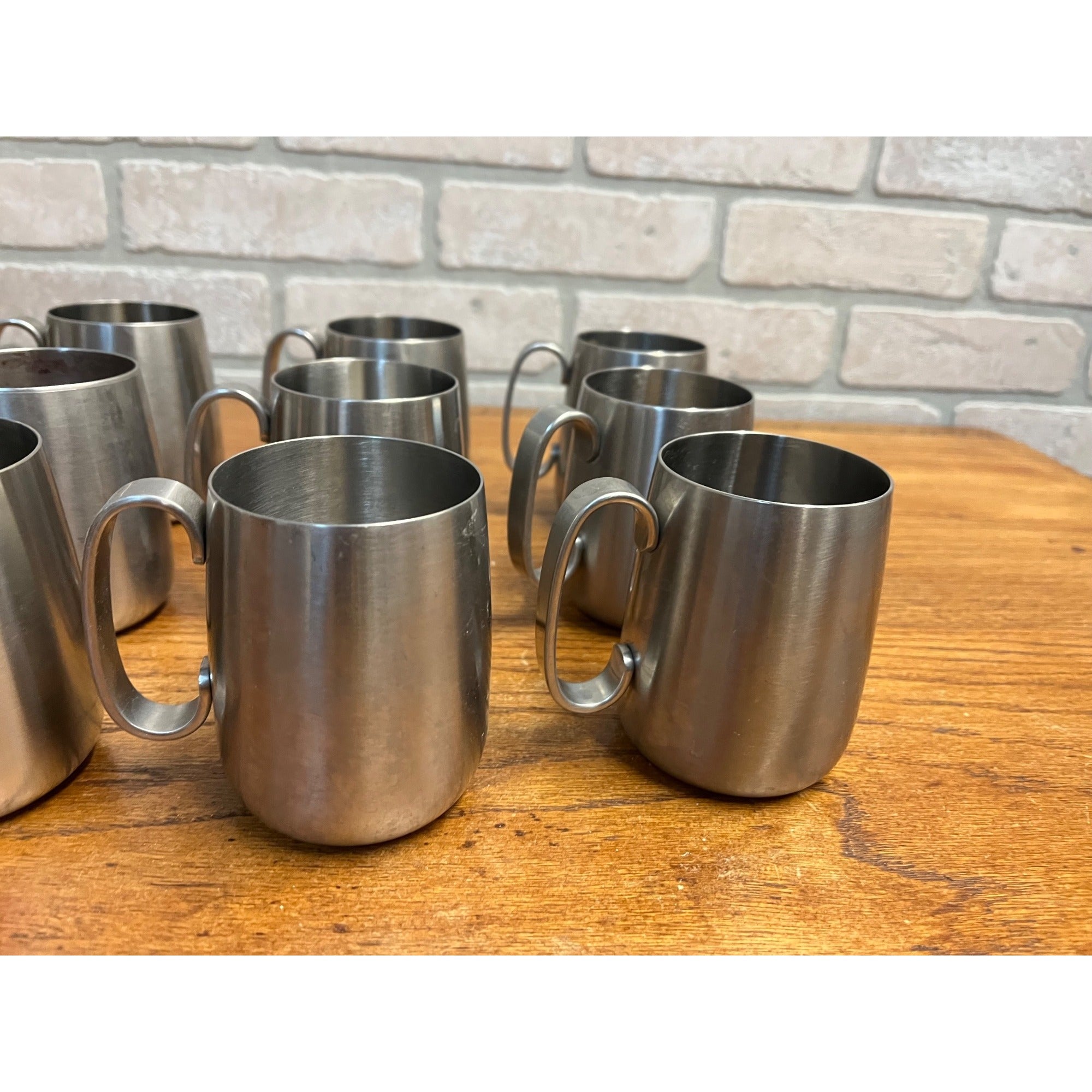 Vintage 1960s Old Hall Stainless Half Pint Tankards Mugs MCM Robert Welch Set 12