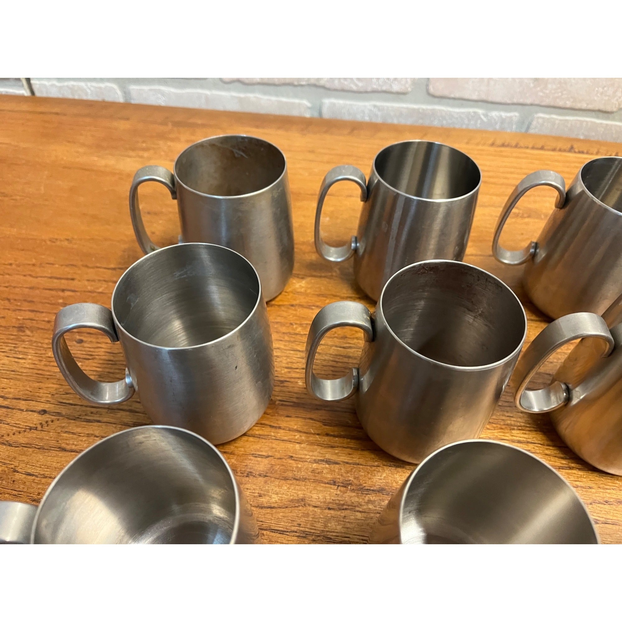 Vintage 1960s Old Hall Stainless Half Pint Tankards Mugs MCM Robert Welch Set 12