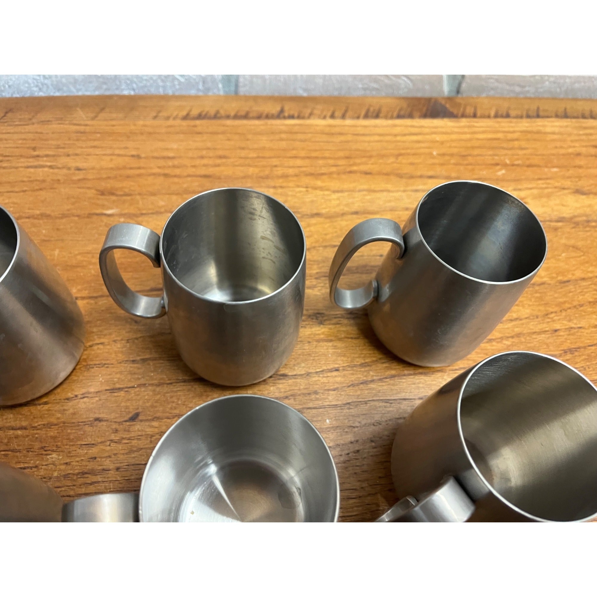 Vintage 1960s Old Hall Stainless Half Pint Tankards Mugs MCM Robert Welch Set 12