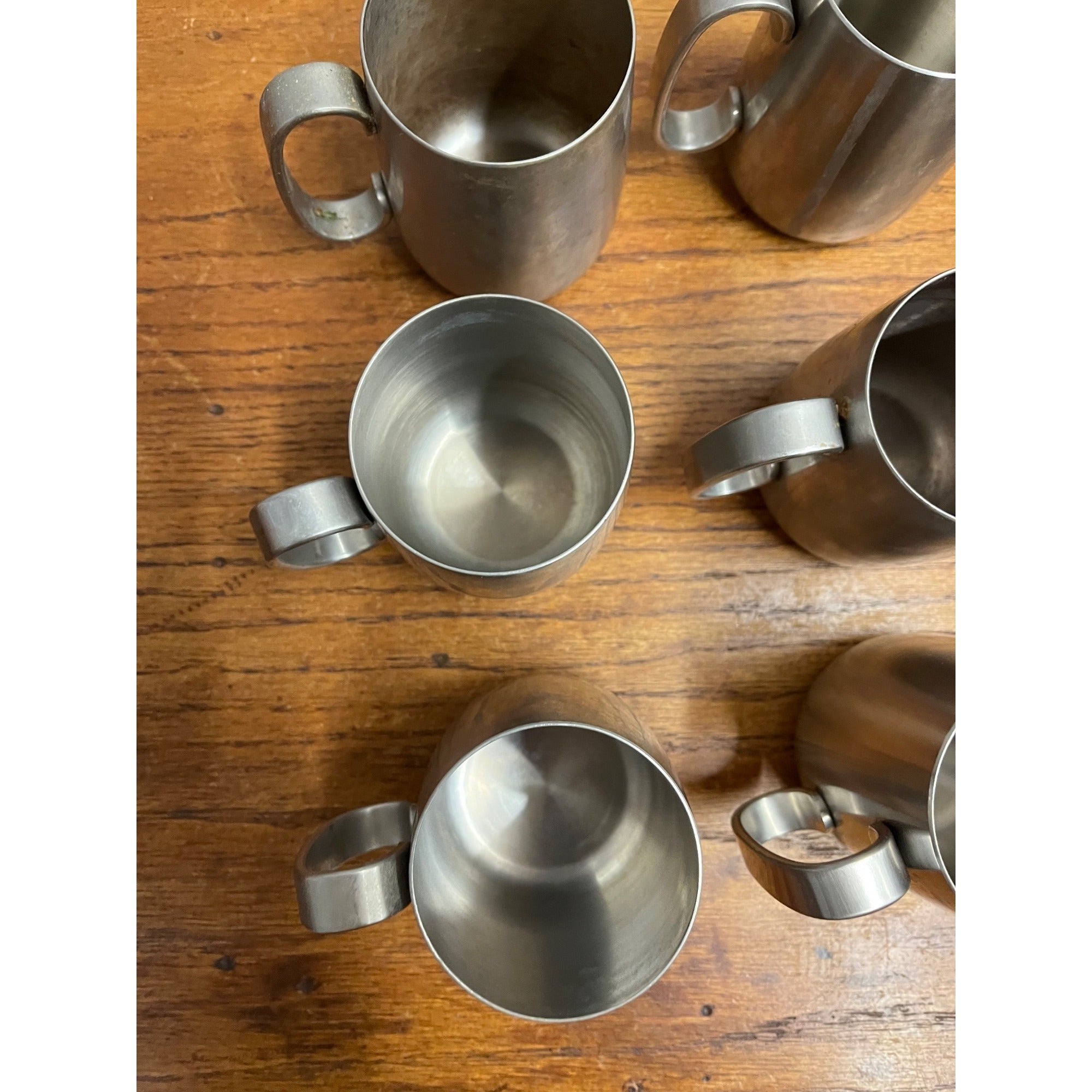 Vintage 1960s Old Hall Stainless Half Pint Tankards Mugs MCM Robert Welch Set 12
