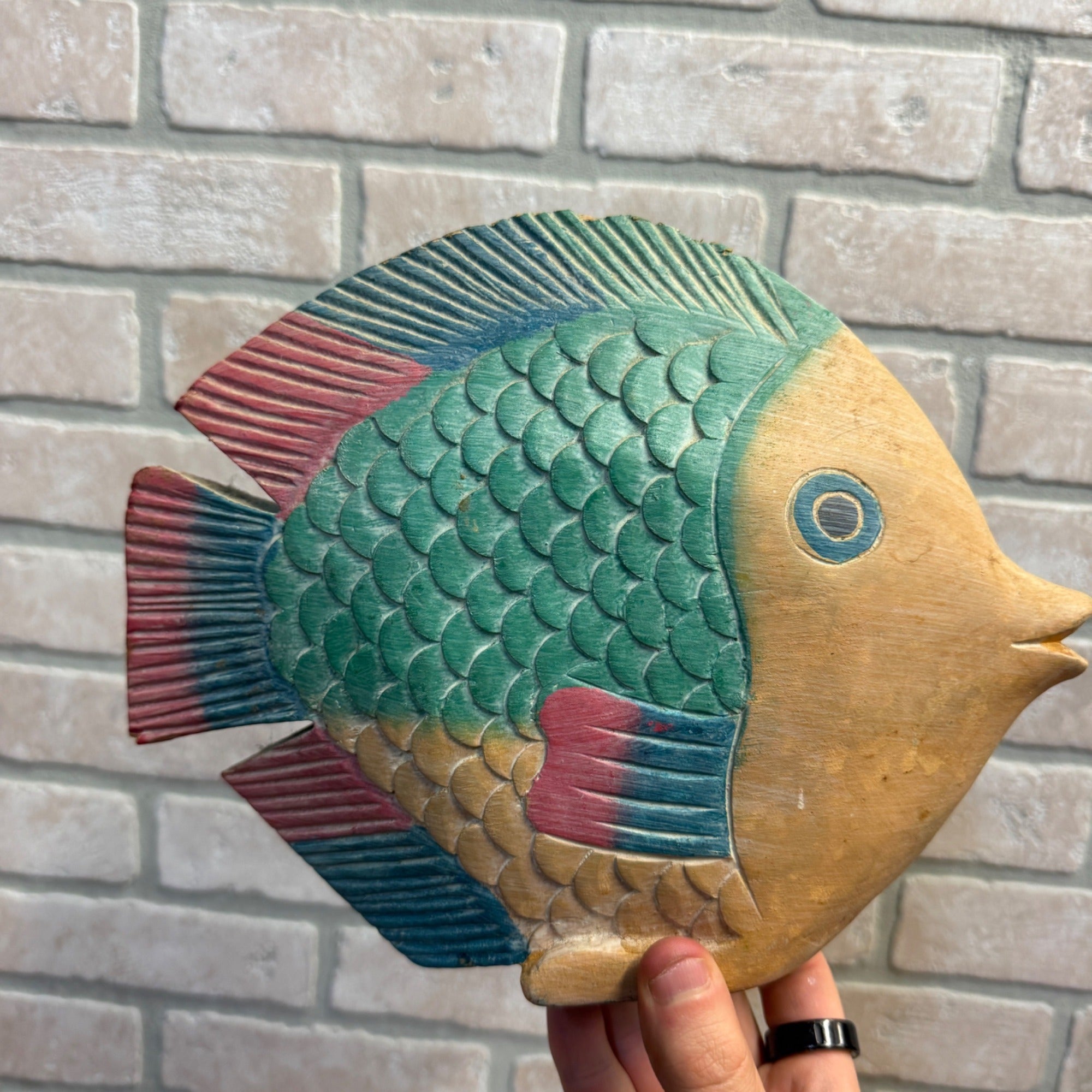 Vintage Wooden Multicolor Bright Fish Lake Cabin Decor