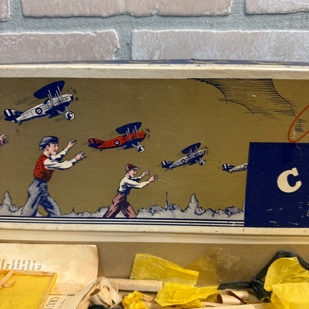 Vintage 1930s Comet Model Airplane Kit w/ Parts Unbuilt Box Chicago
