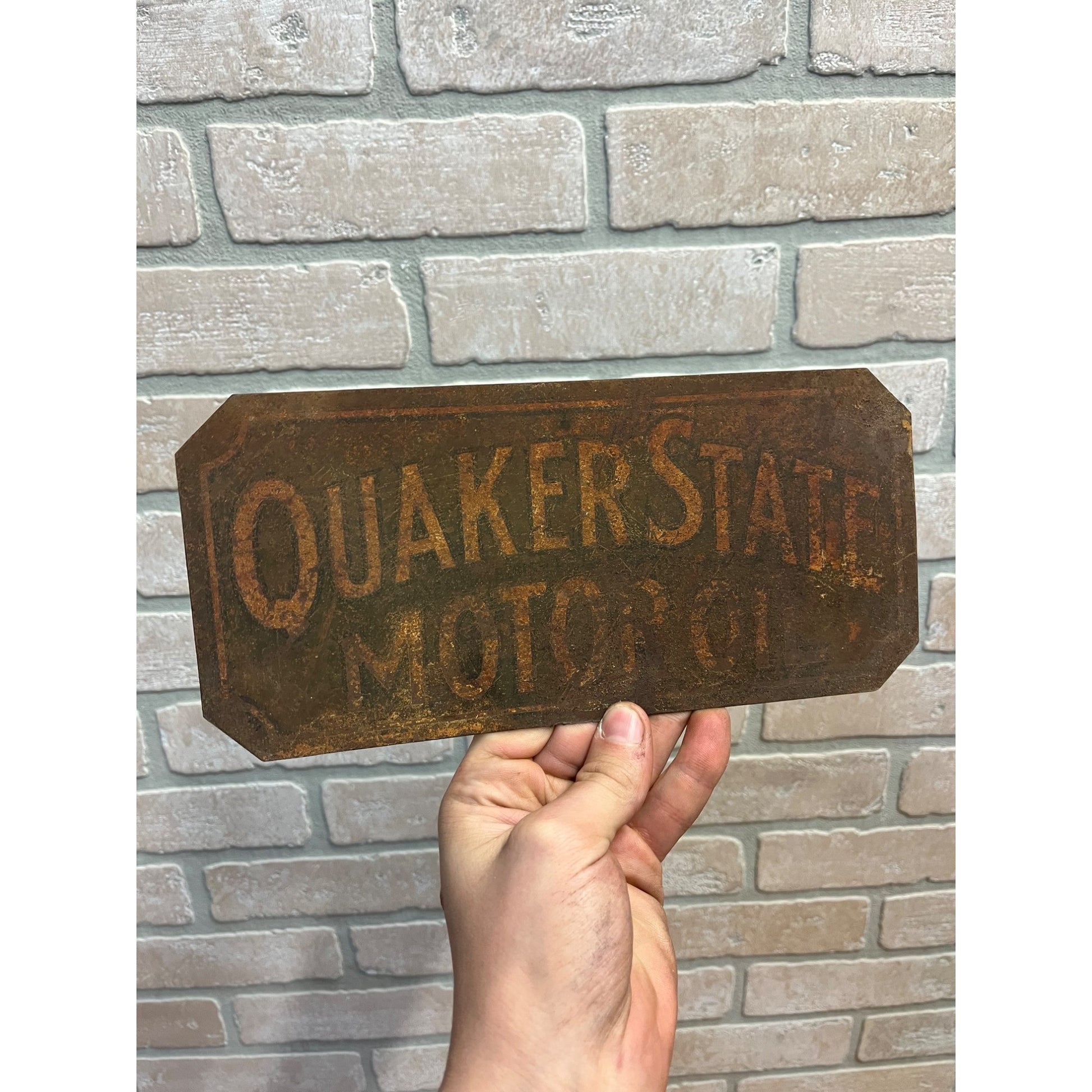 Rare Quaker State Motor Oil Can Store Display Lube Rack Advertising Sign