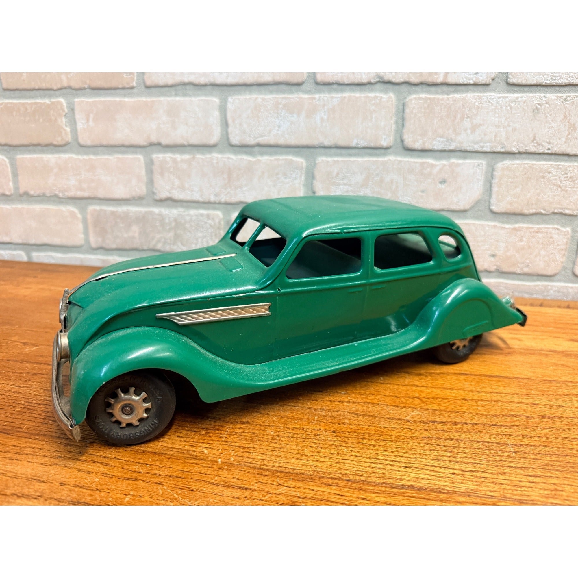 Vintage 1930s Kingsbury Chrysler Airflow Sedan Pressed Steel Toy - Repainted