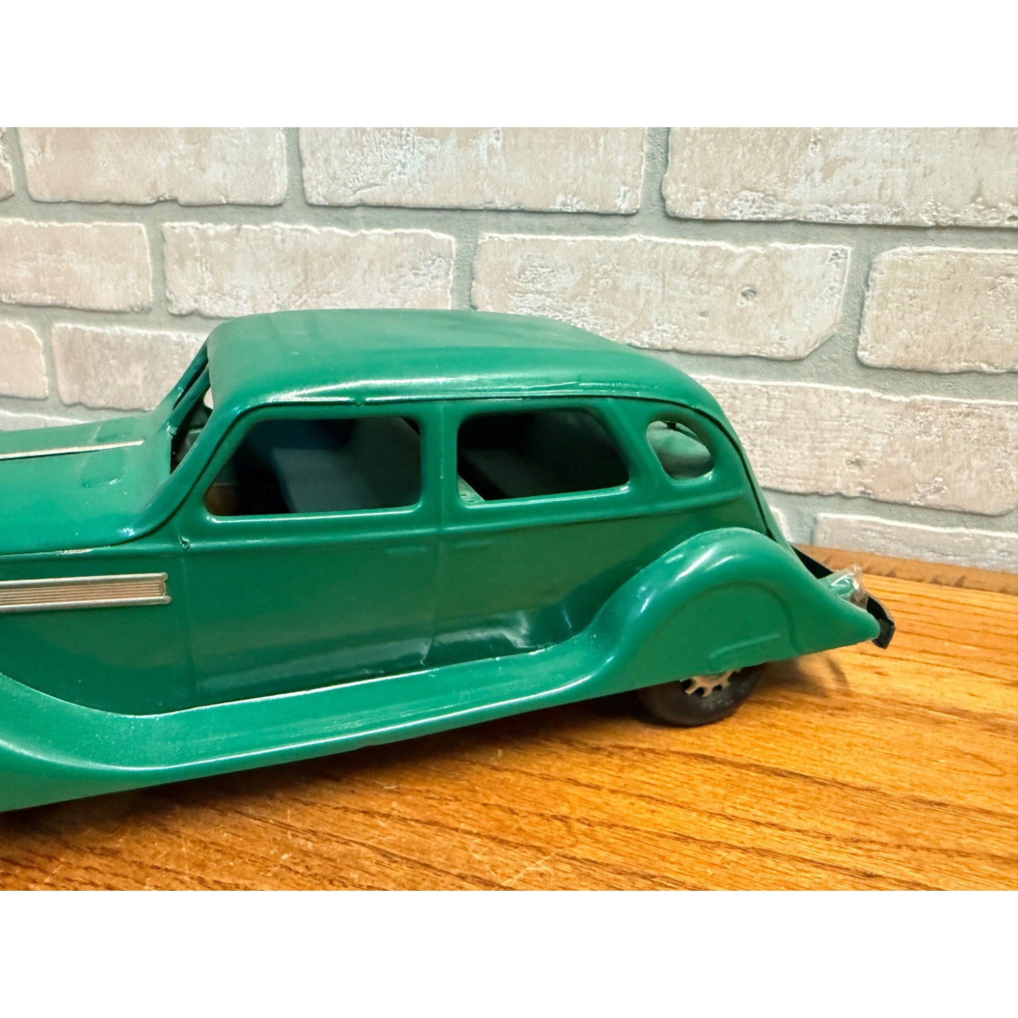 Vintage 1930s Kingsbury Chrysler Airflow Sedan Pressed Steel Toy - Repainted