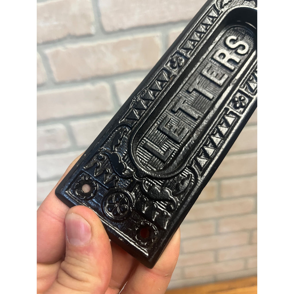 Vintage Mail Delivery Slot Door Mailbox Eastlake Victorian Cast Iron Metal
