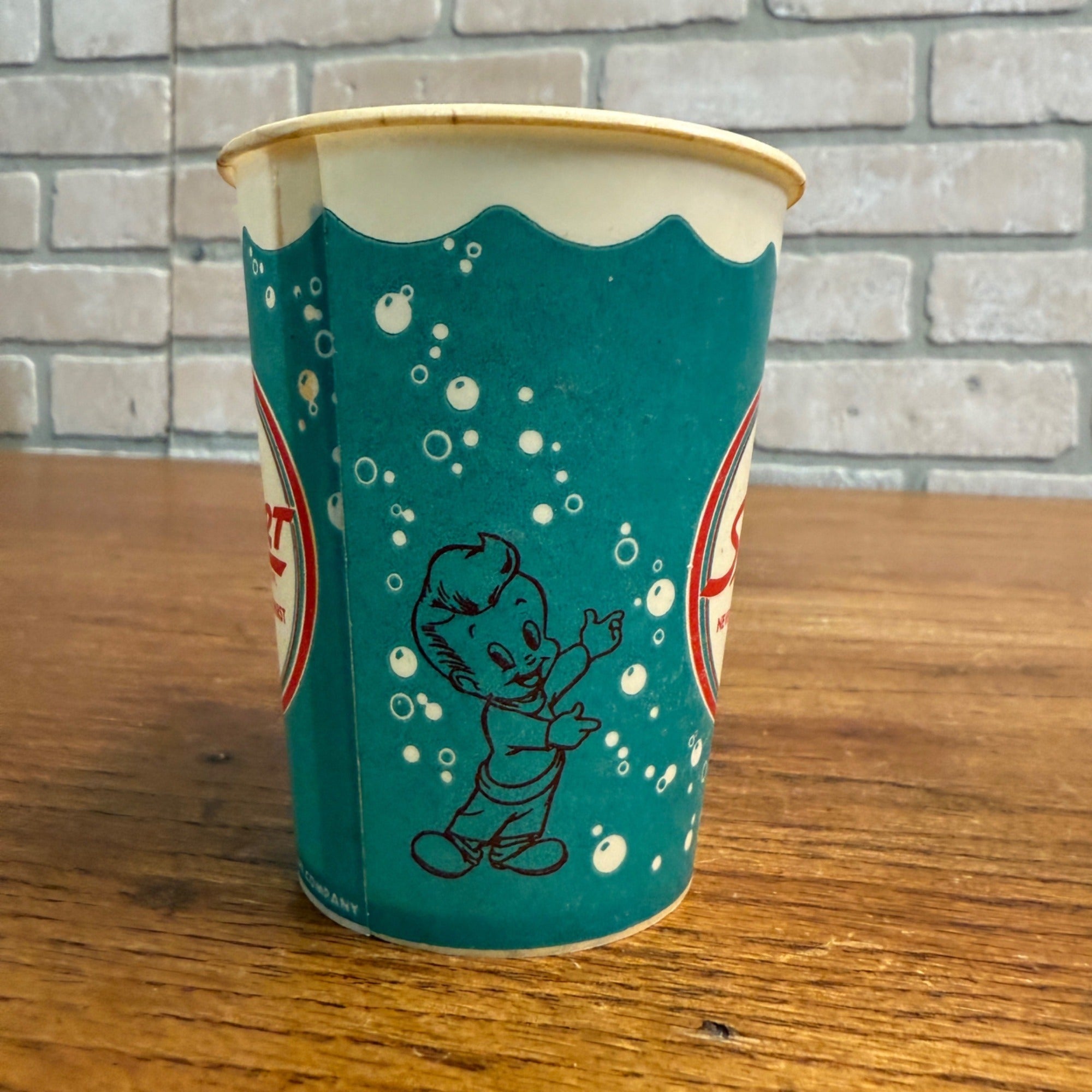 SCARCE 1950 Squirt 9oz Paper Wax Blue Promotional Cup w/ Squirty