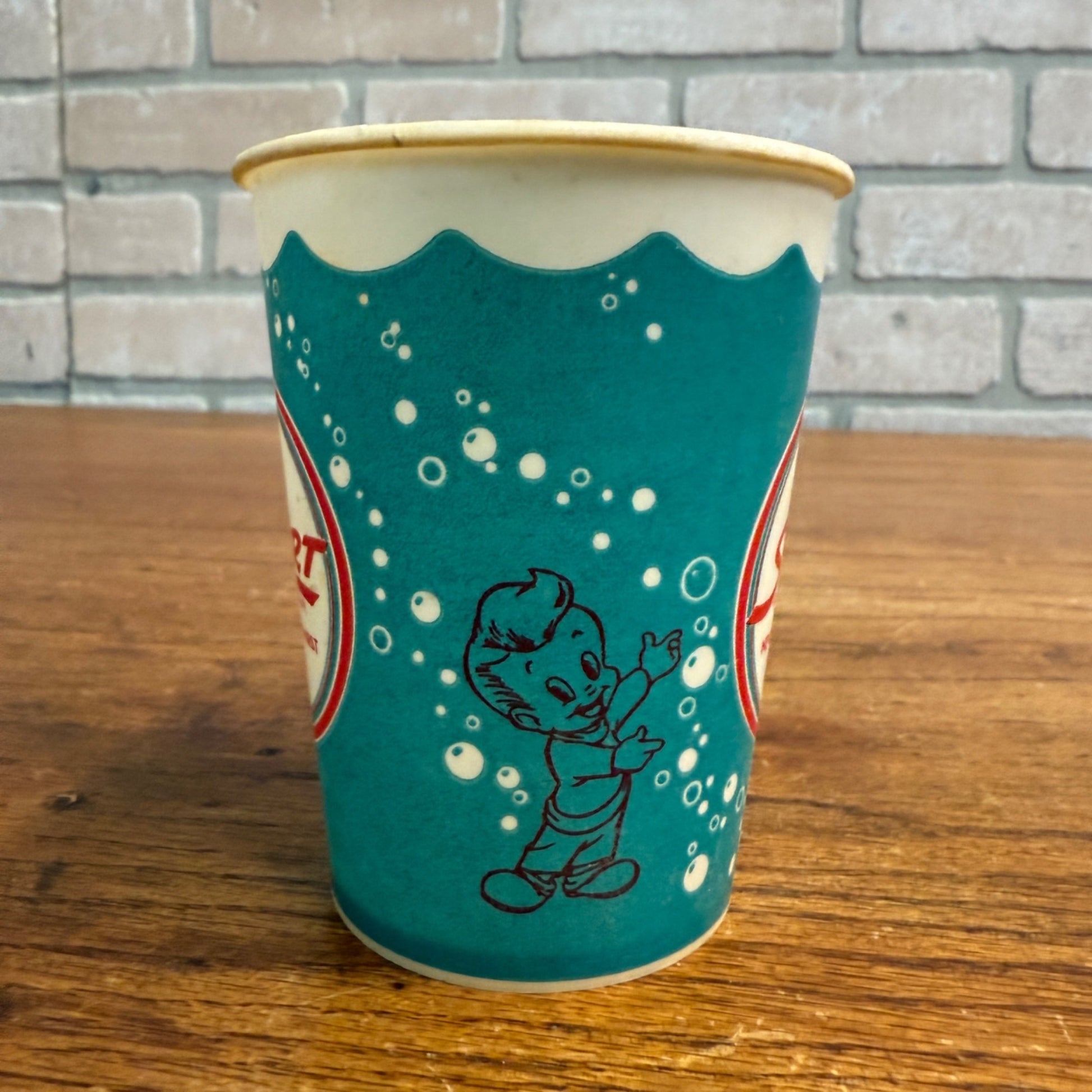 SCARCE 1950 Squirt 9oz Paper Wax Blue Promotional Cup w/ Squirty