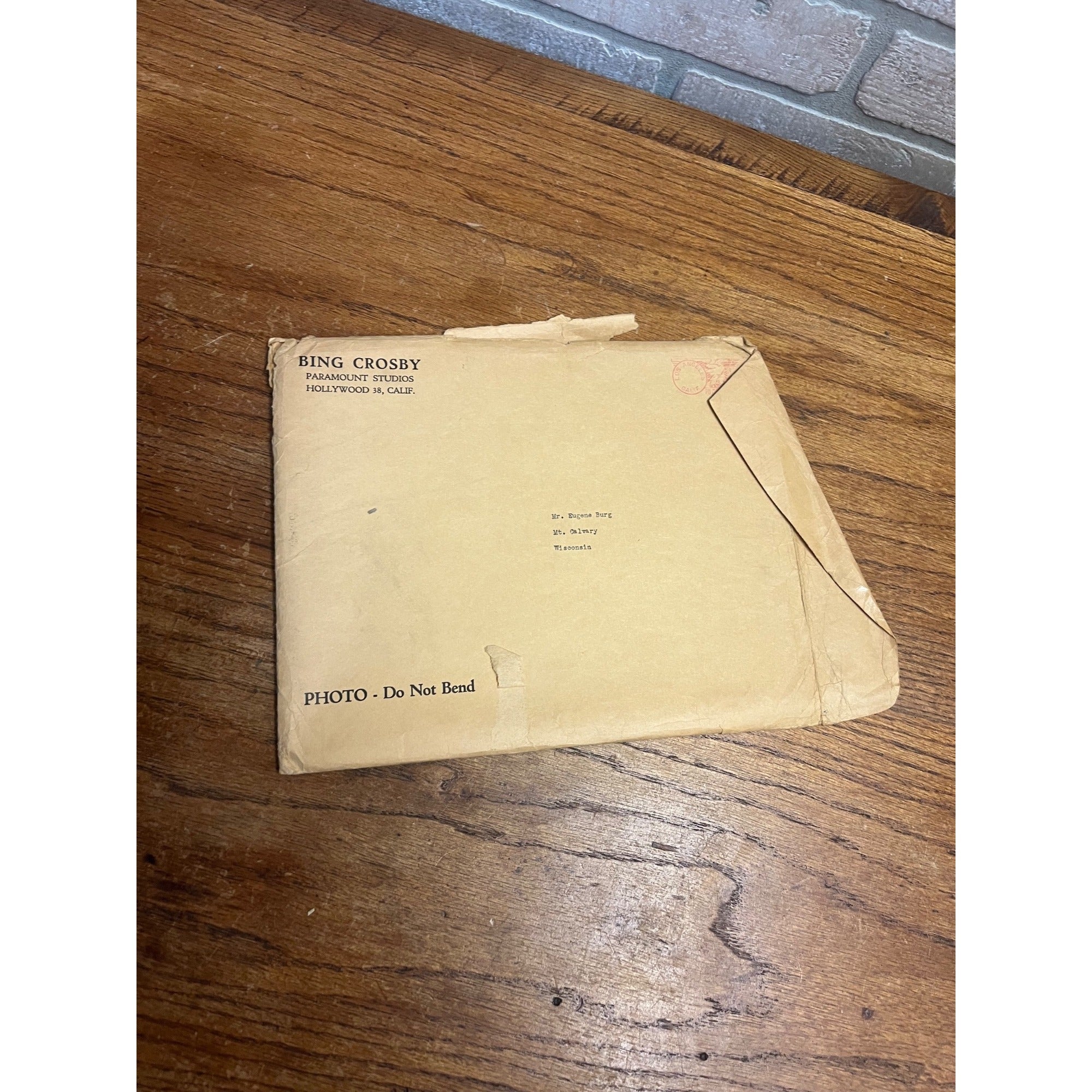 Vintage Bing Crosby Paramount Studios 8x10 Photo w/ Original Envelope Photograph