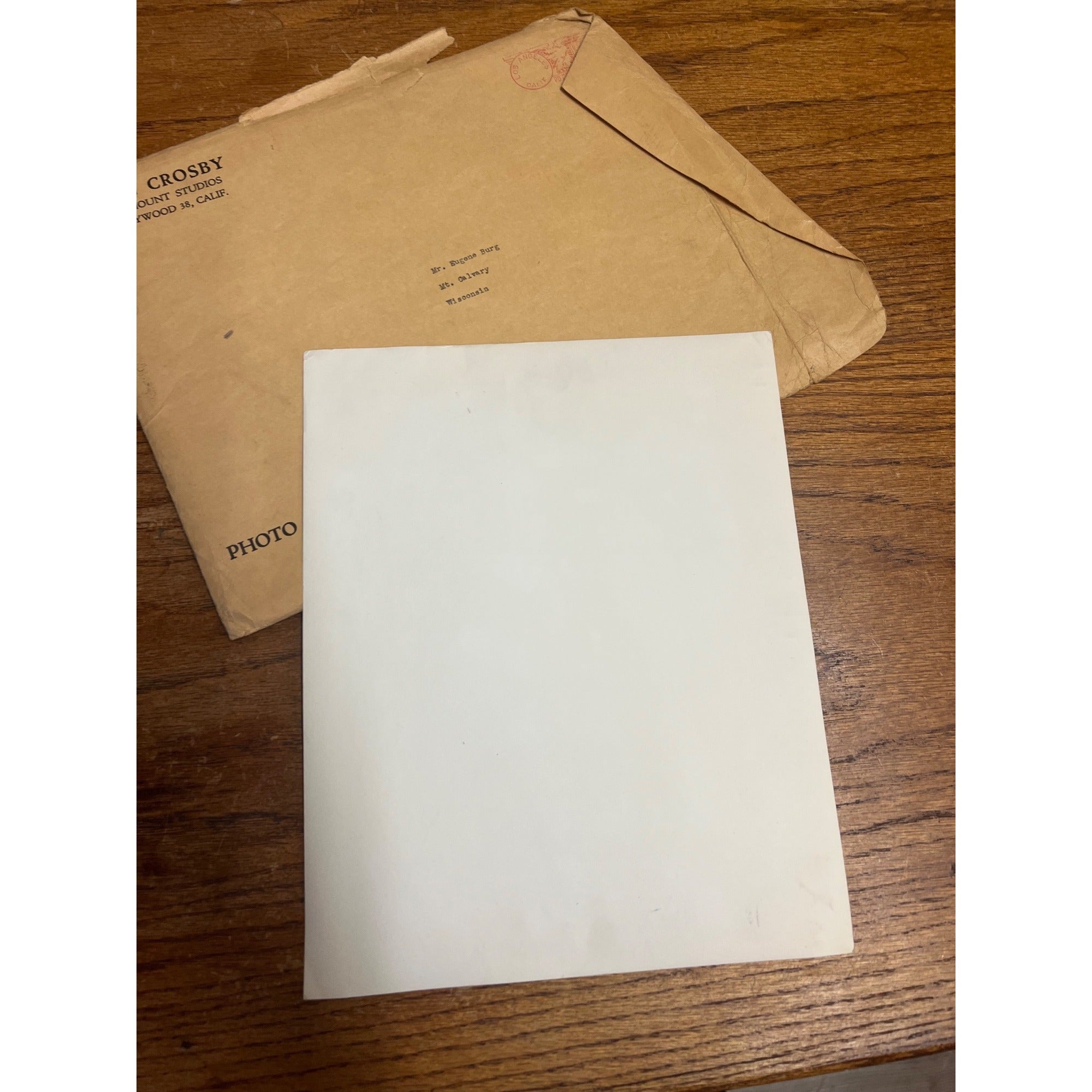 Vintage Bing Crosby Paramount Studios 8x10 Photo w/ Original Envelope Photograph