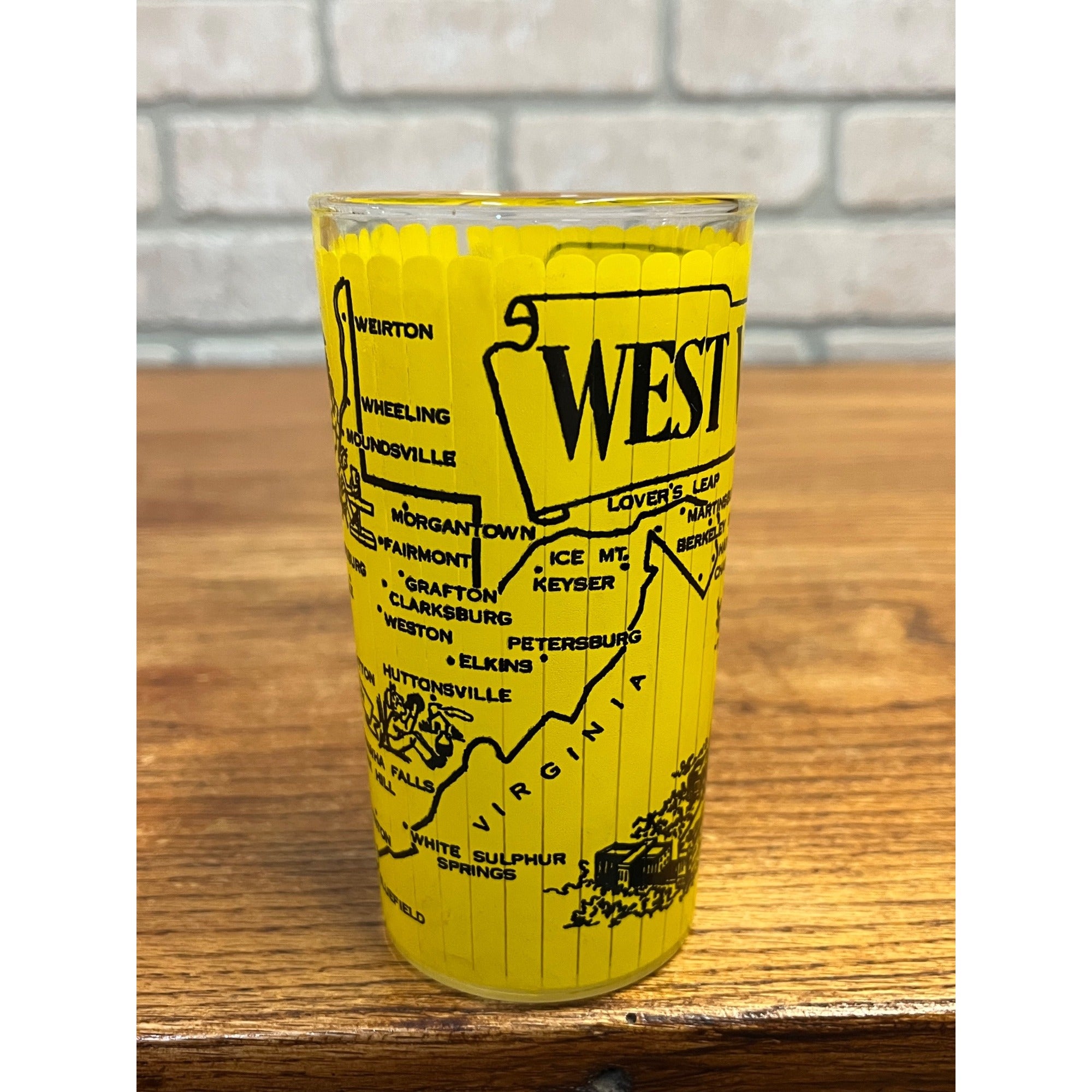 Vintage State Drinking Glass West Virginia Hazel Atlas Map and Attractions