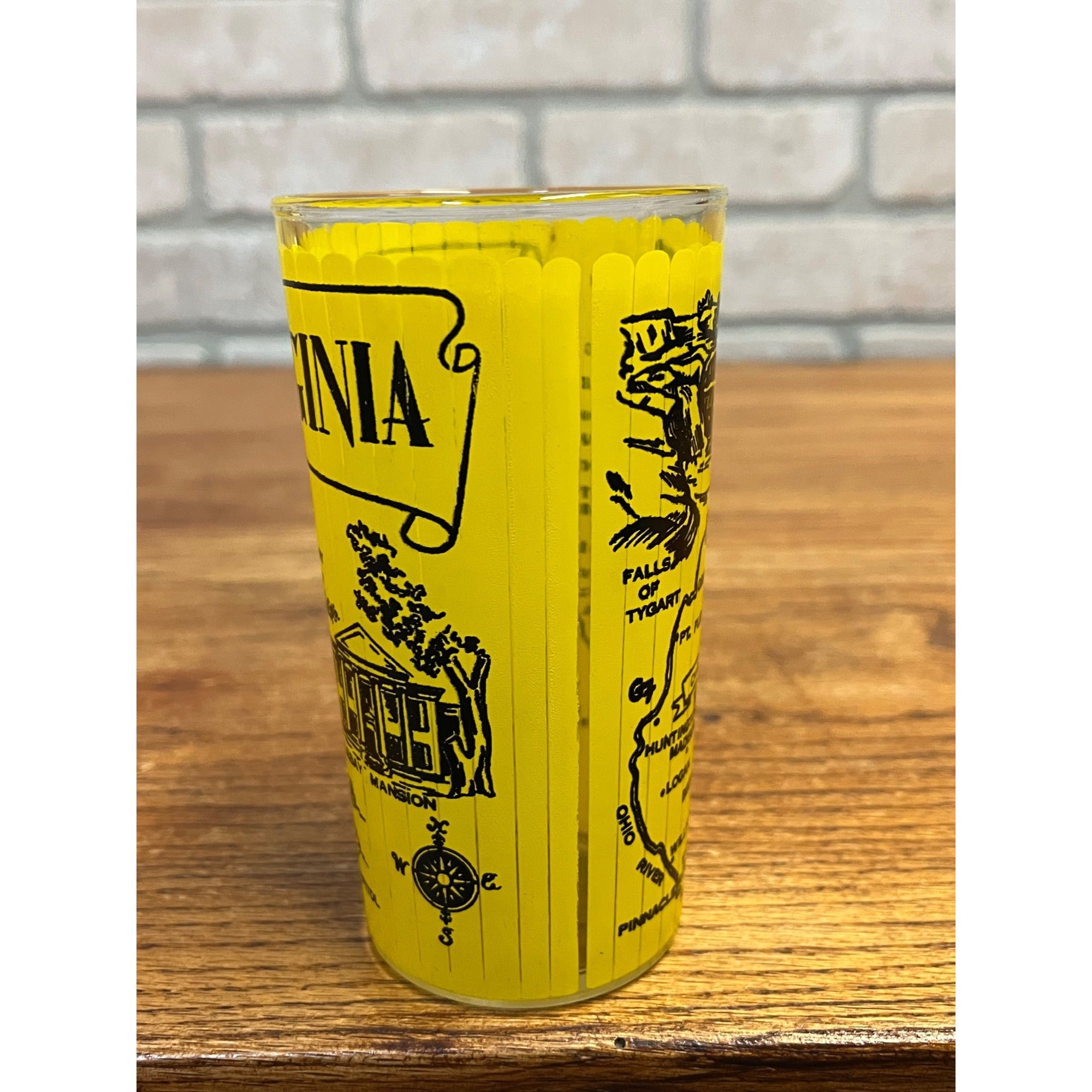 Vintage State Drinking Glass West Virginia Hazel Atlas Map and Attractions