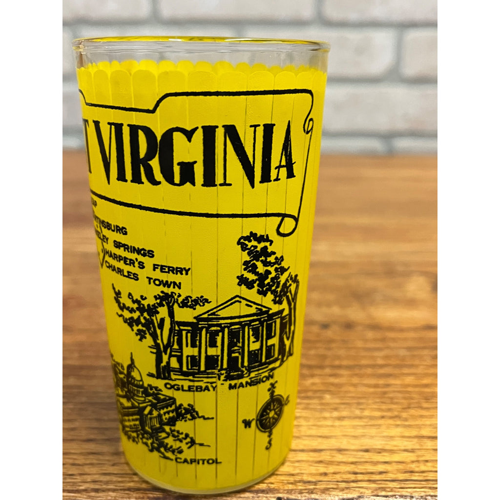 Vintage State Drinking Glass West Virginia Hazel Atlas Map and Attractions