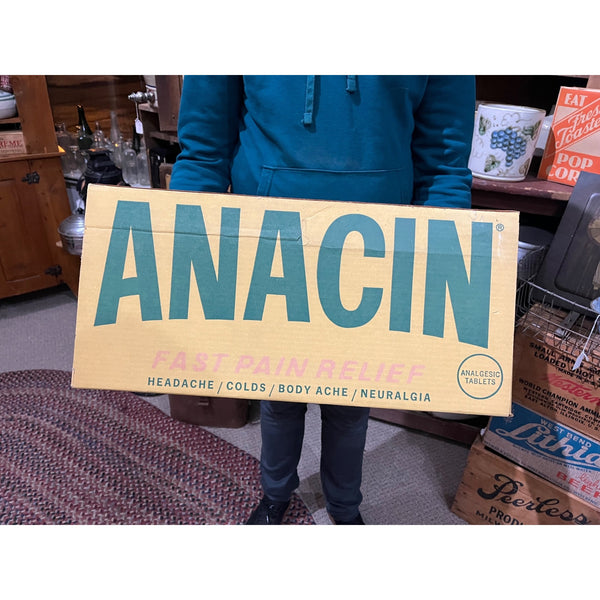 Vintage Anacin Pain Relif Medicine Drug Store HUGE Box Display Advertising Sign