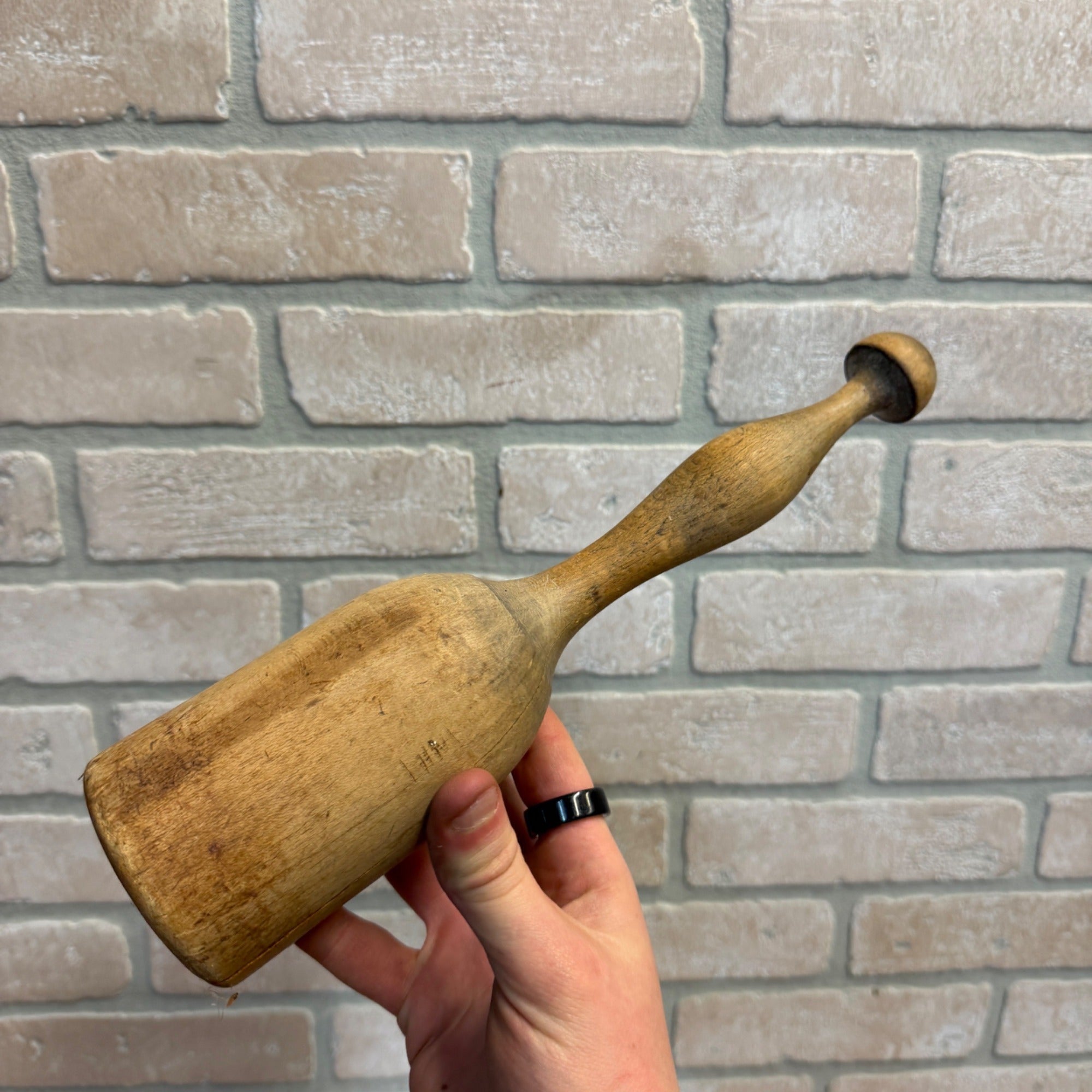 Antique Primitive 19th c. Farmhouse Fruit Kitchen Masher Wooden Tool