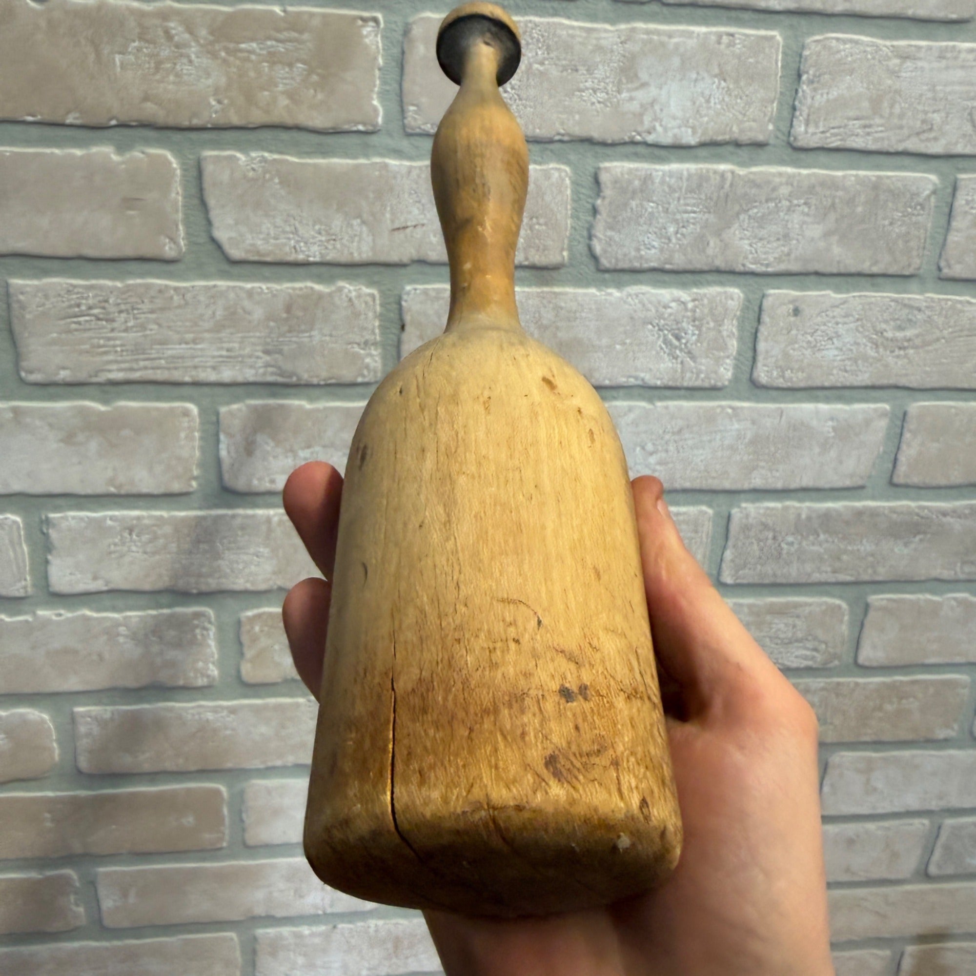 Antique Primitive 19th c. Farmhouse Fruit Kitchen Masher Wooden Tool