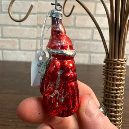 Vintage 2-1/2" Mercury Glass Ornament Christmas Santa Claus W/ Tree