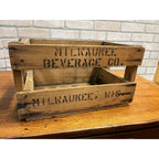 Vintage 1940s Milwaukee Beverage Co. Wooden Crate Soda Bottle Carrier Box Wis WI