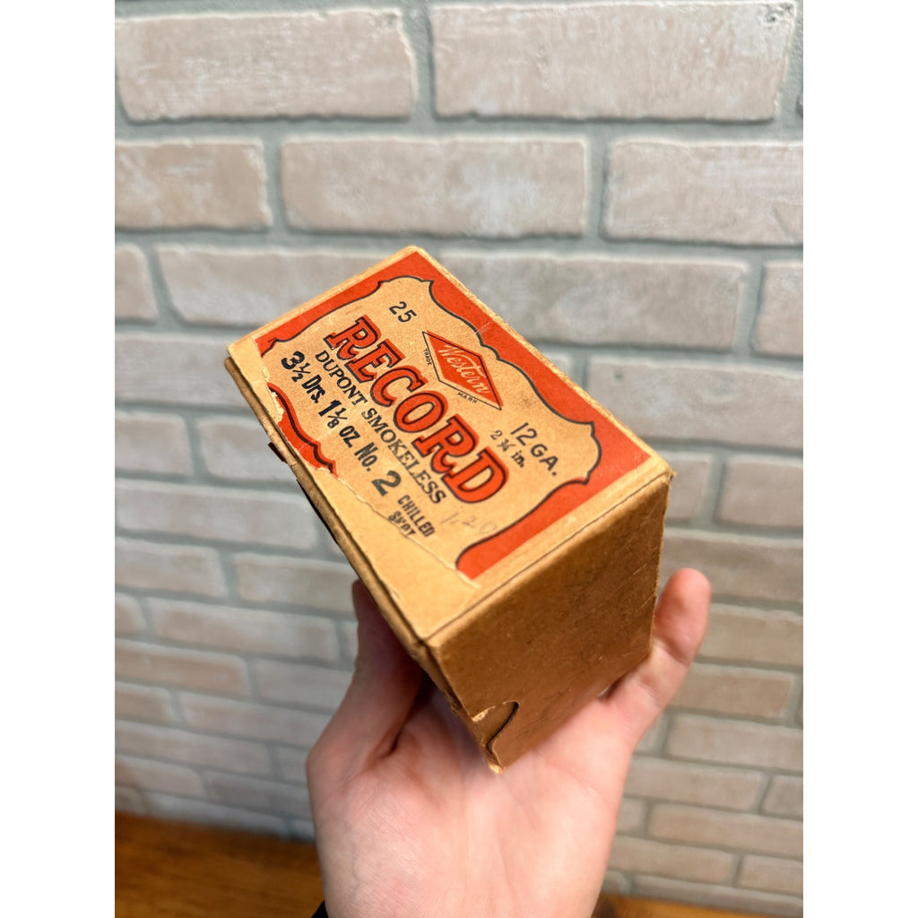 2 Pc Western Record 12 Ga Shotgun Shot Shell Ammo Box Pre-Winchester EMPTY