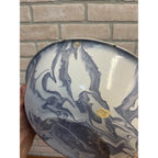 Antique Vintage Enamelware Graniteware Purple Lavender Grey  Swirl Bowl