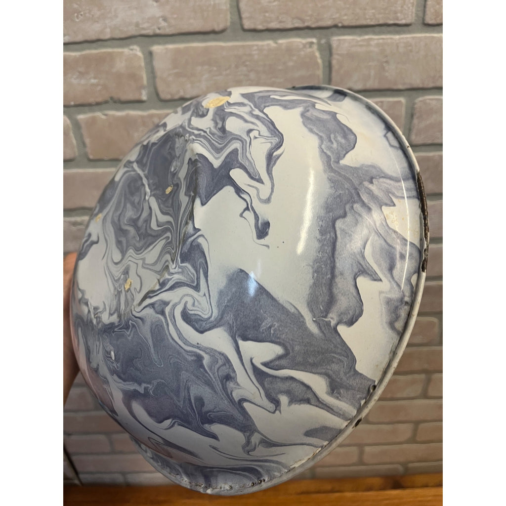 Antique Vintage Enamelware Graniteware Purple Lavender Grey  Swirl Bowl