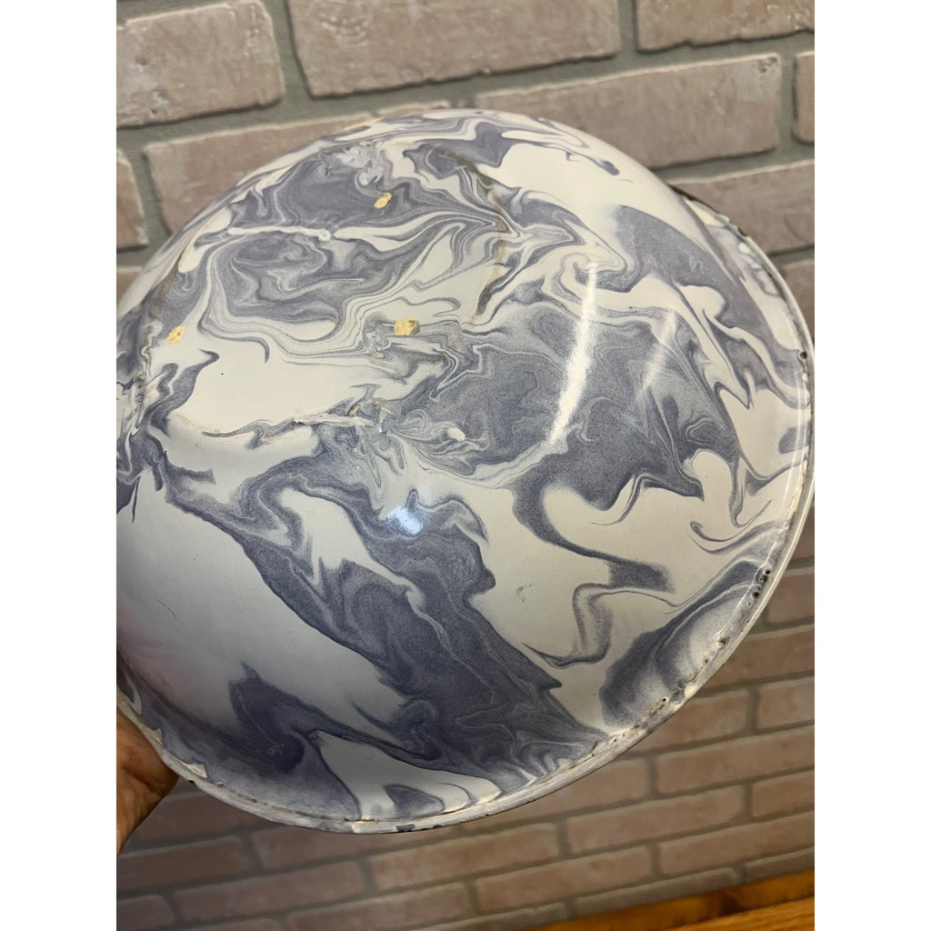 Antique Vintage Enamelware Graniteware Purple Lavender Grey  Swirl Bowl