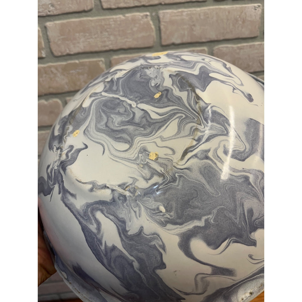 Antique Vintage Enamelware Graniteware Purple Lavender Grey  Swirl Bowl