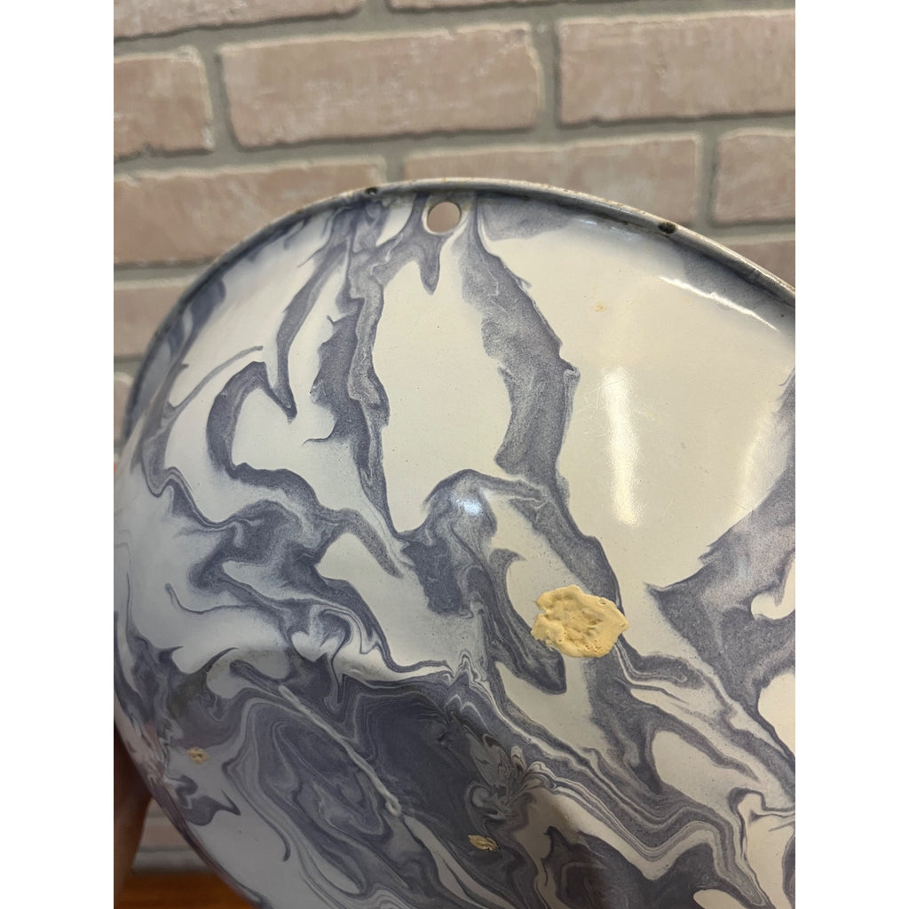 Antique Vintage Enamelware Graniteware Purple Lavender Grey  Swirl Bowl