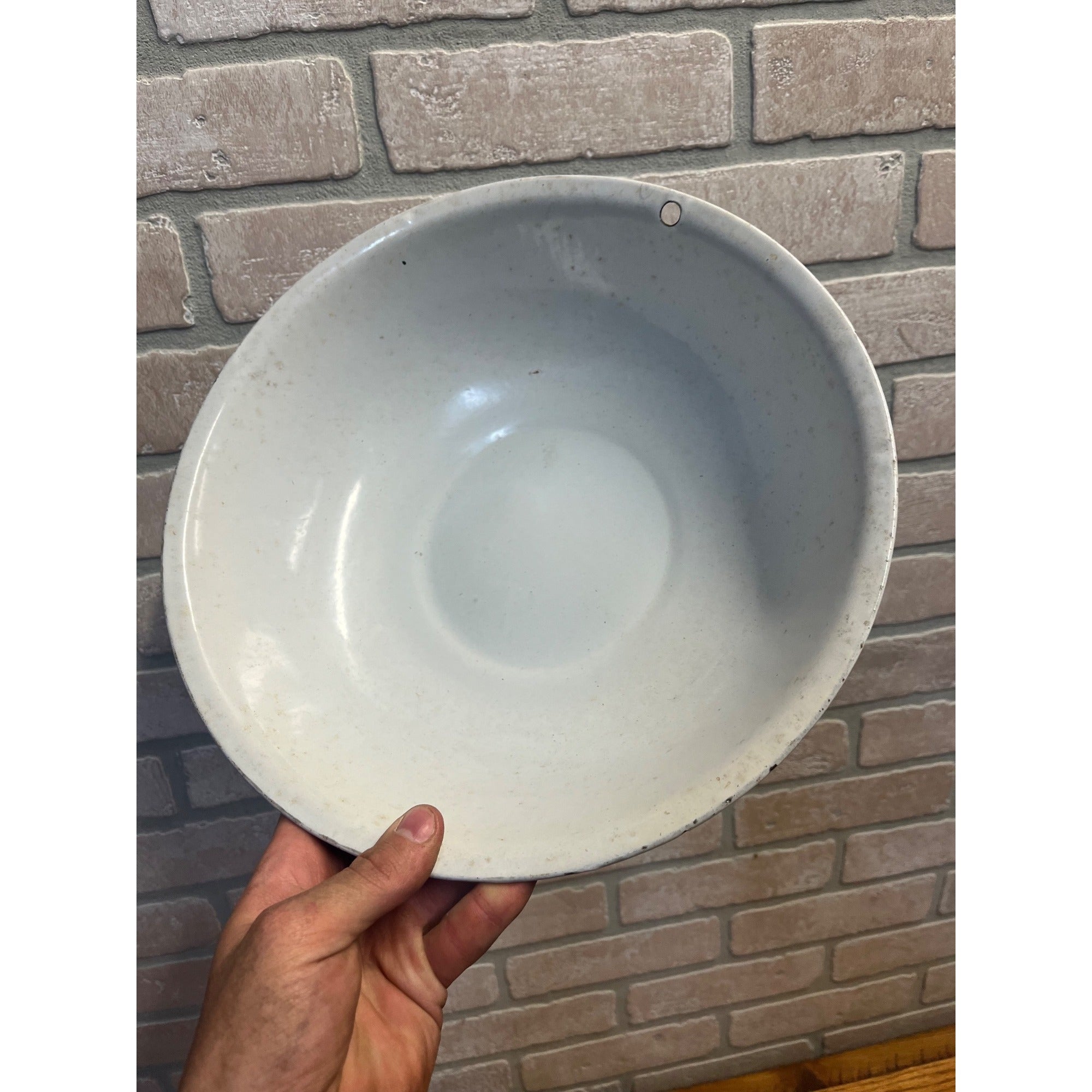 Antique Vintage Enamelware Graniteware Purple Lavender Grey  Swirl Bowl