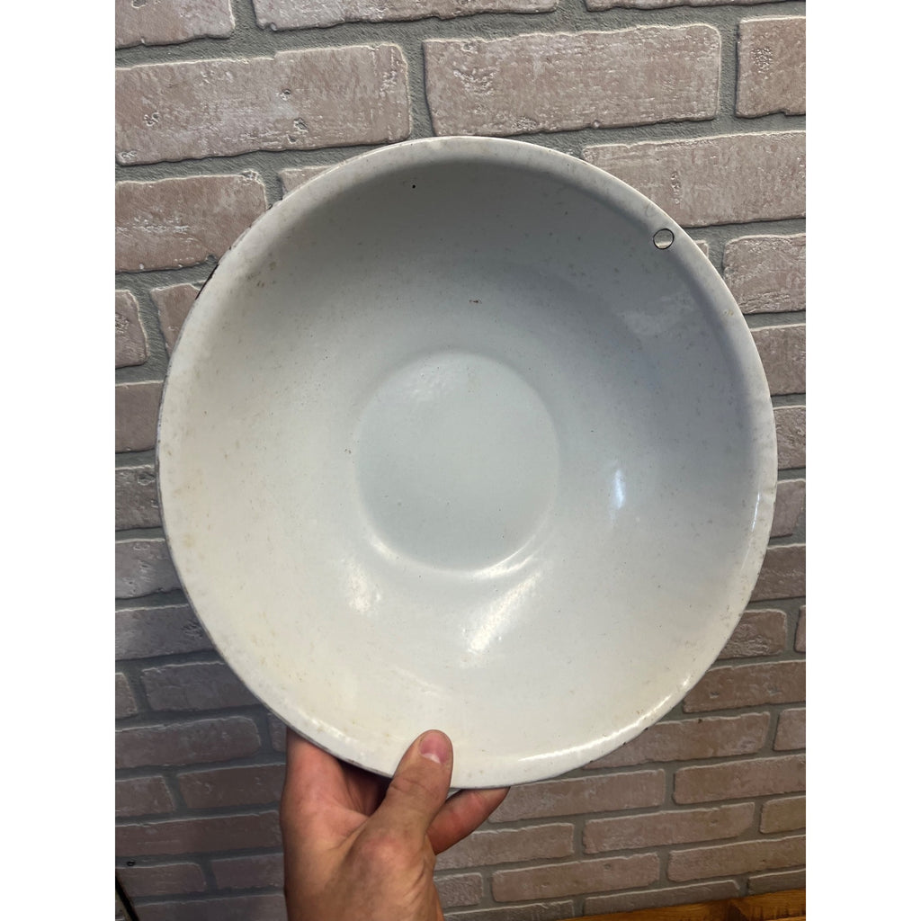 Antique Vintage Enamelware Graniteware Purple Lavender Grey  Swirl Bowl