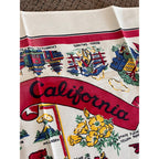 Vintage State of California Map Souvenir Kitchen Table Cloth 36" Tea Towel Retro