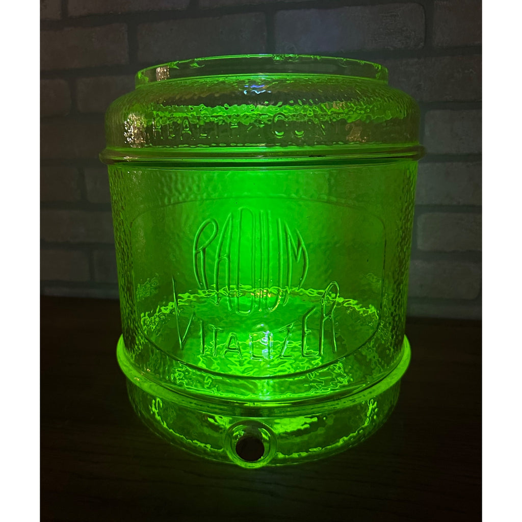 RARE Vintage Radium Vitalizer Health Fount Water Jug Dispenser Uranium Glass