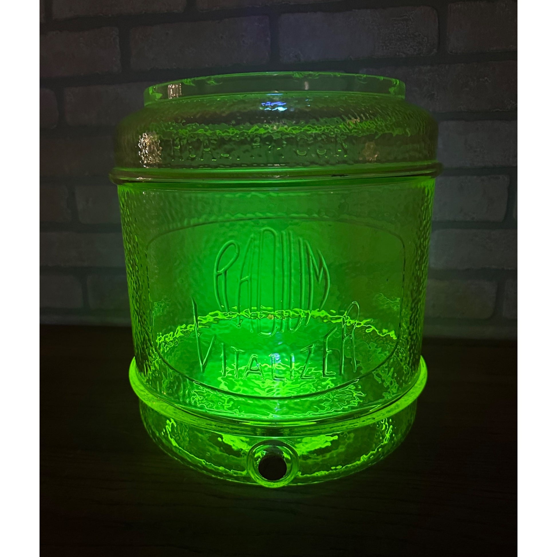 RARE Vintage Radium Vitalizer Health Fount Water Jug Dispenser Uranium Glass