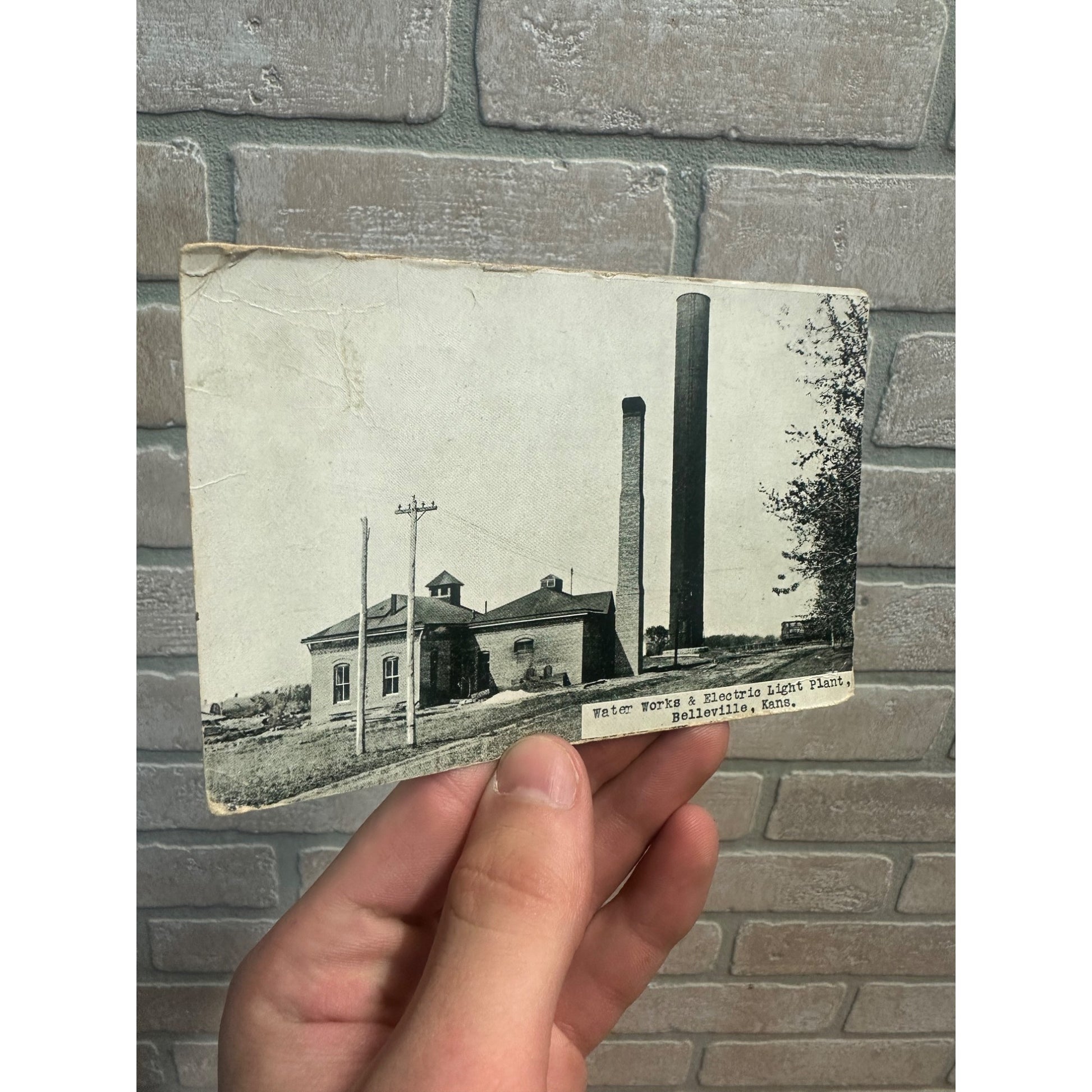 Vintage Water Works & Electric Light Plant, Belleville Kansas Photo Postcard