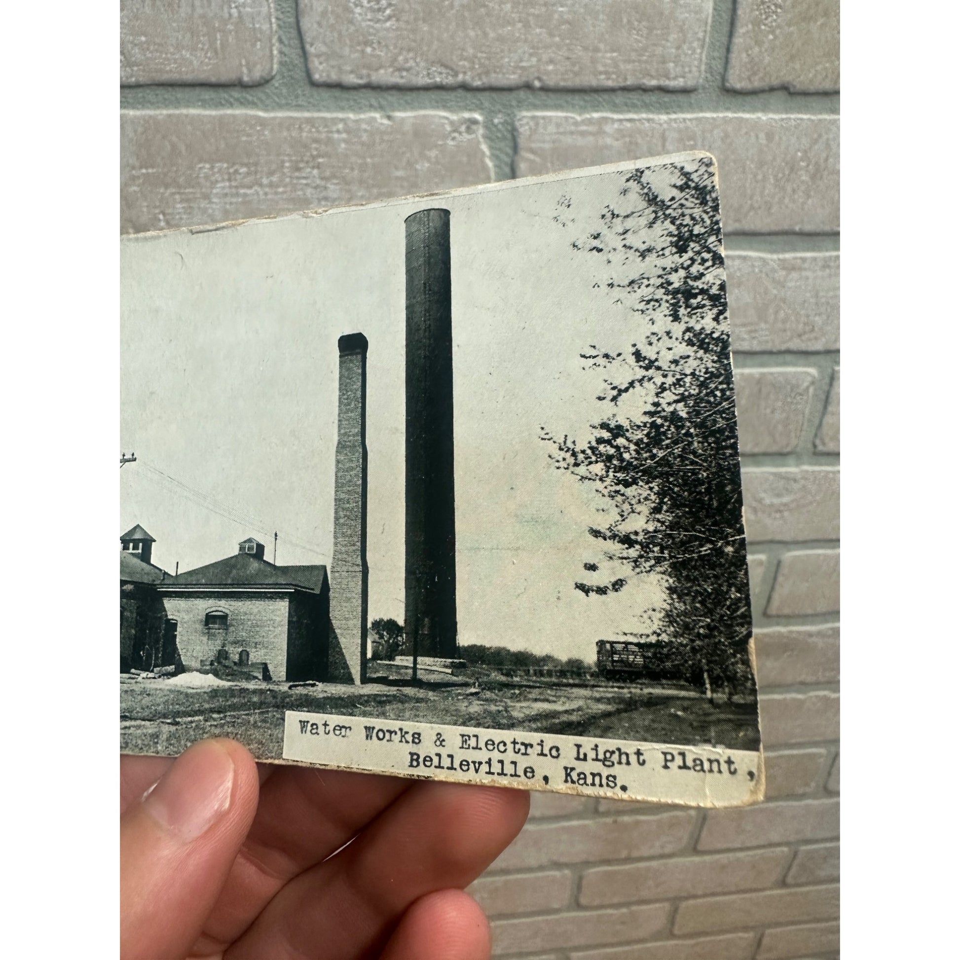Vintage Water Works & Electric Light Plant, Belleville Kansas Photo Postcard