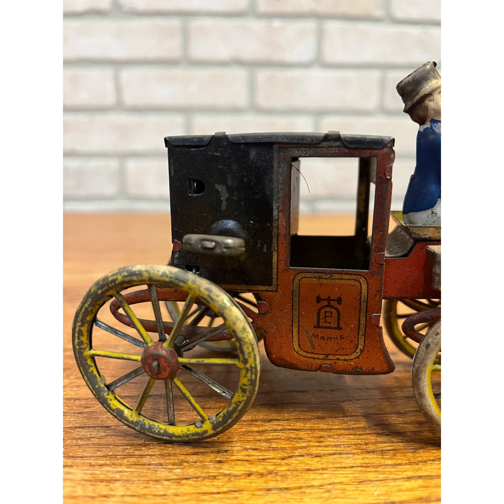 Antique Lehmann KUTSCHE Motor Coach Tin Toy Wind-Up Car early 1900s