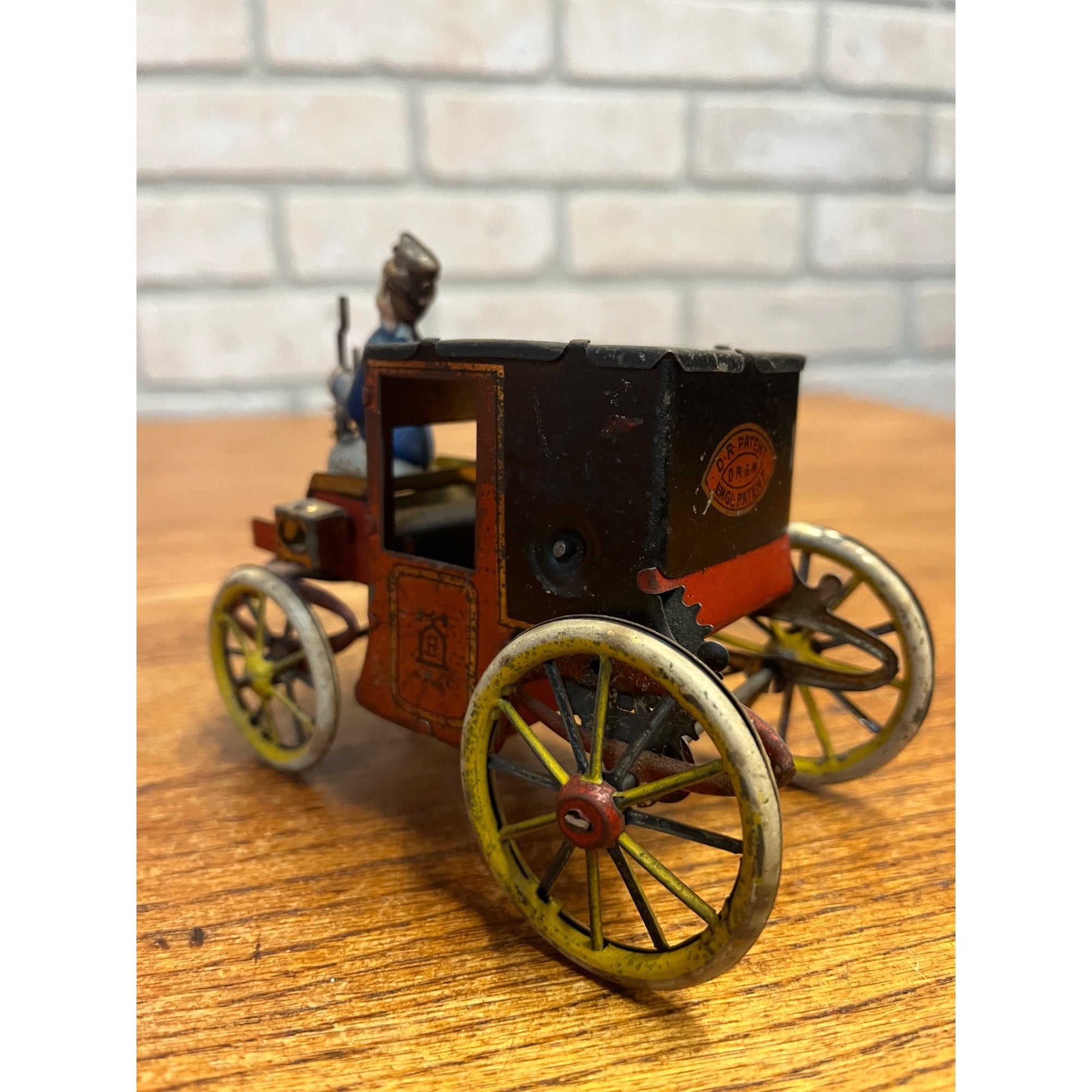 Antique Lehmann KUTSCHE Motor Coach Tin Toy Wind-Up Car early 1900s