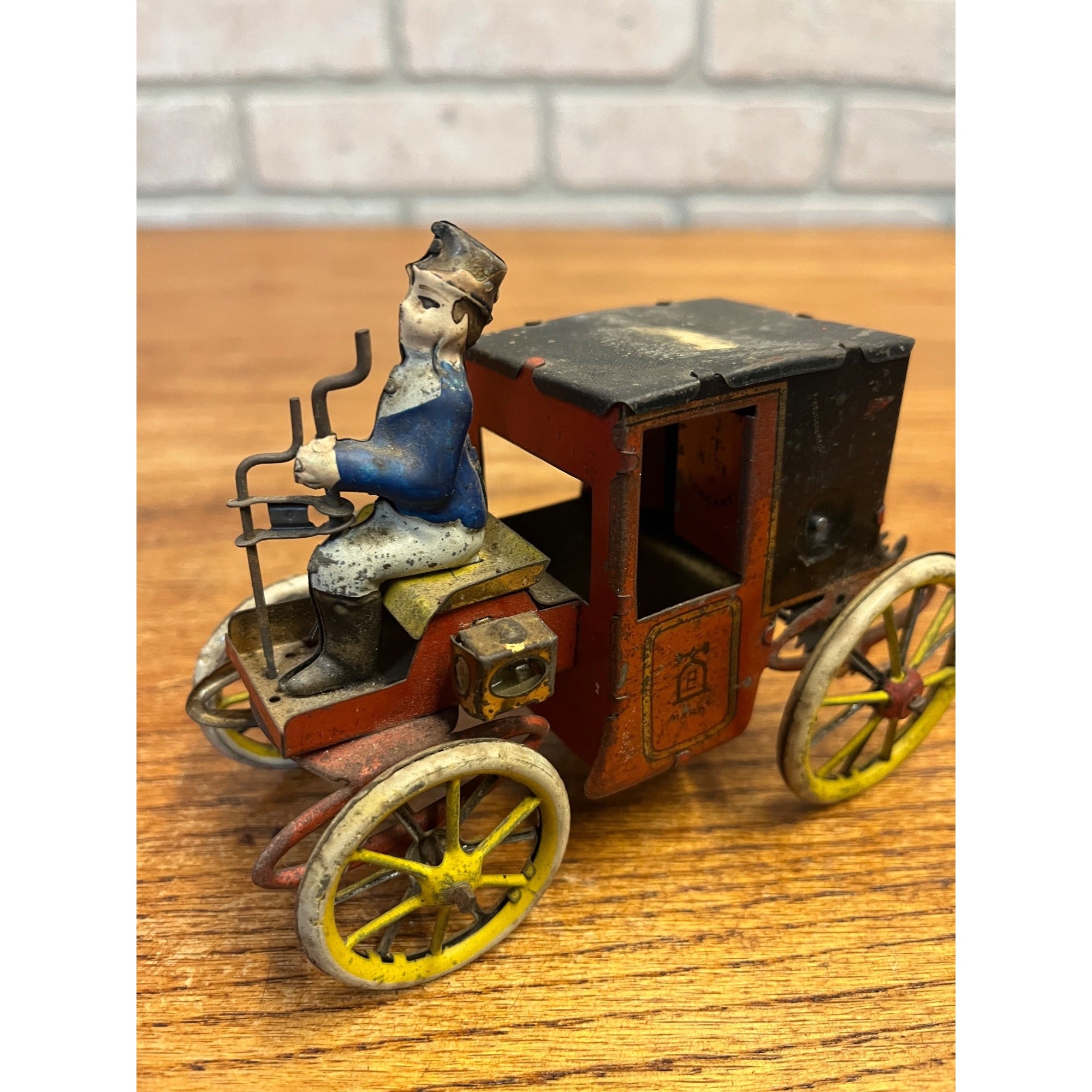 Antique Lehmann KUTSCHE Motor Coach Tin Toy Wind-Up Car early 1900s