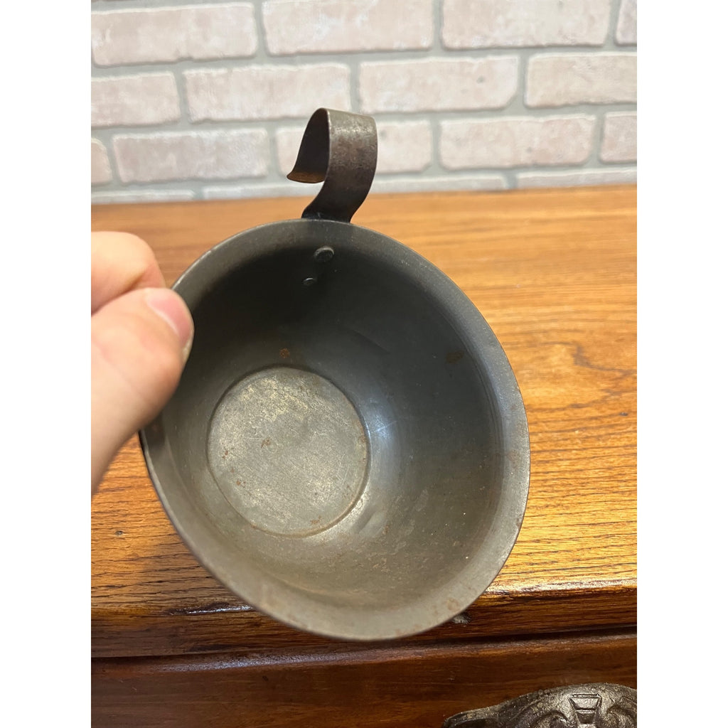 Antique Primitive 19th c. Tin Cup or Dipper Farmhouse w/ Handle Country AAFA